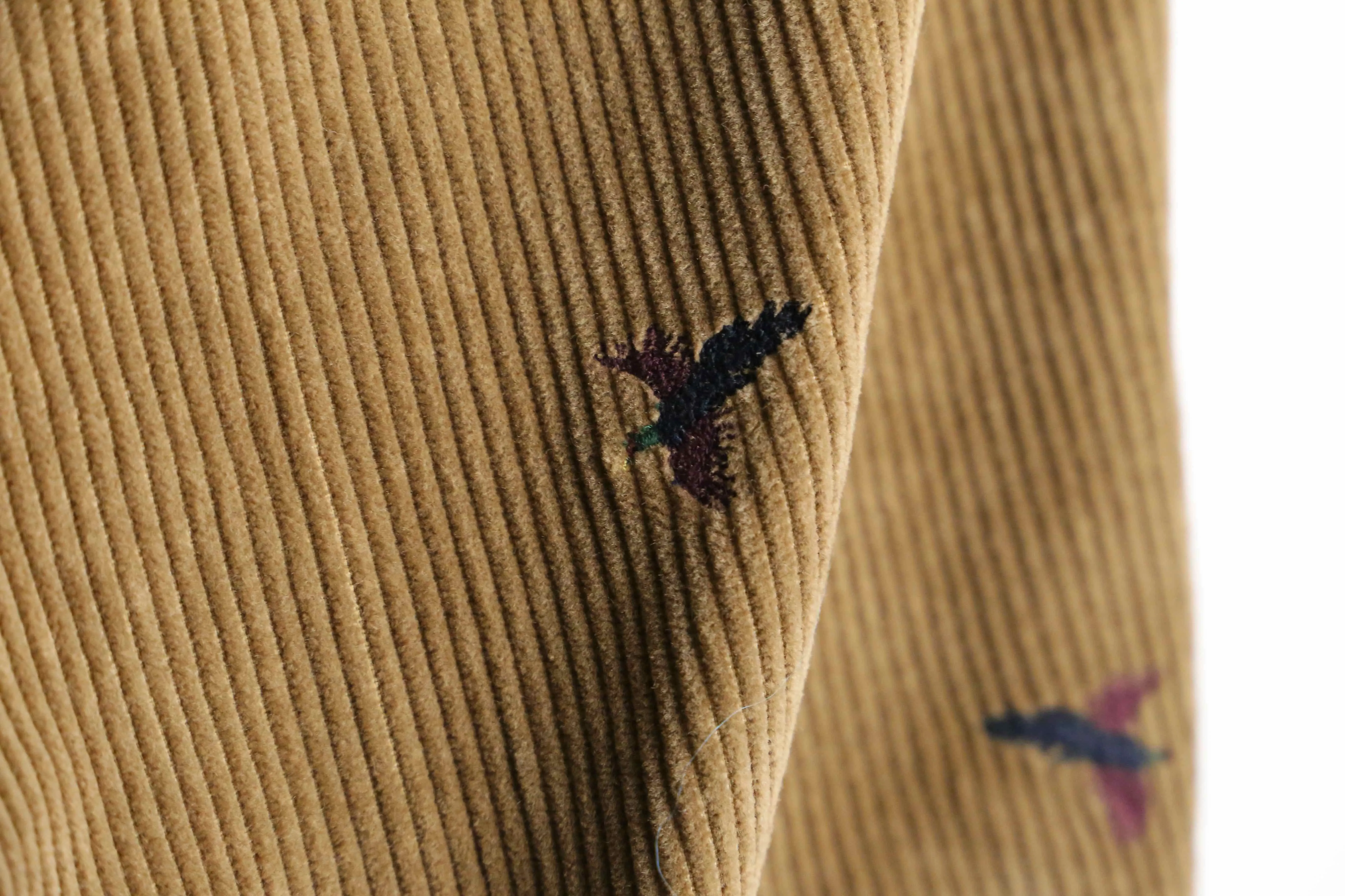 "Brooks Brothers" corduroy embroidery design wide tapered pants