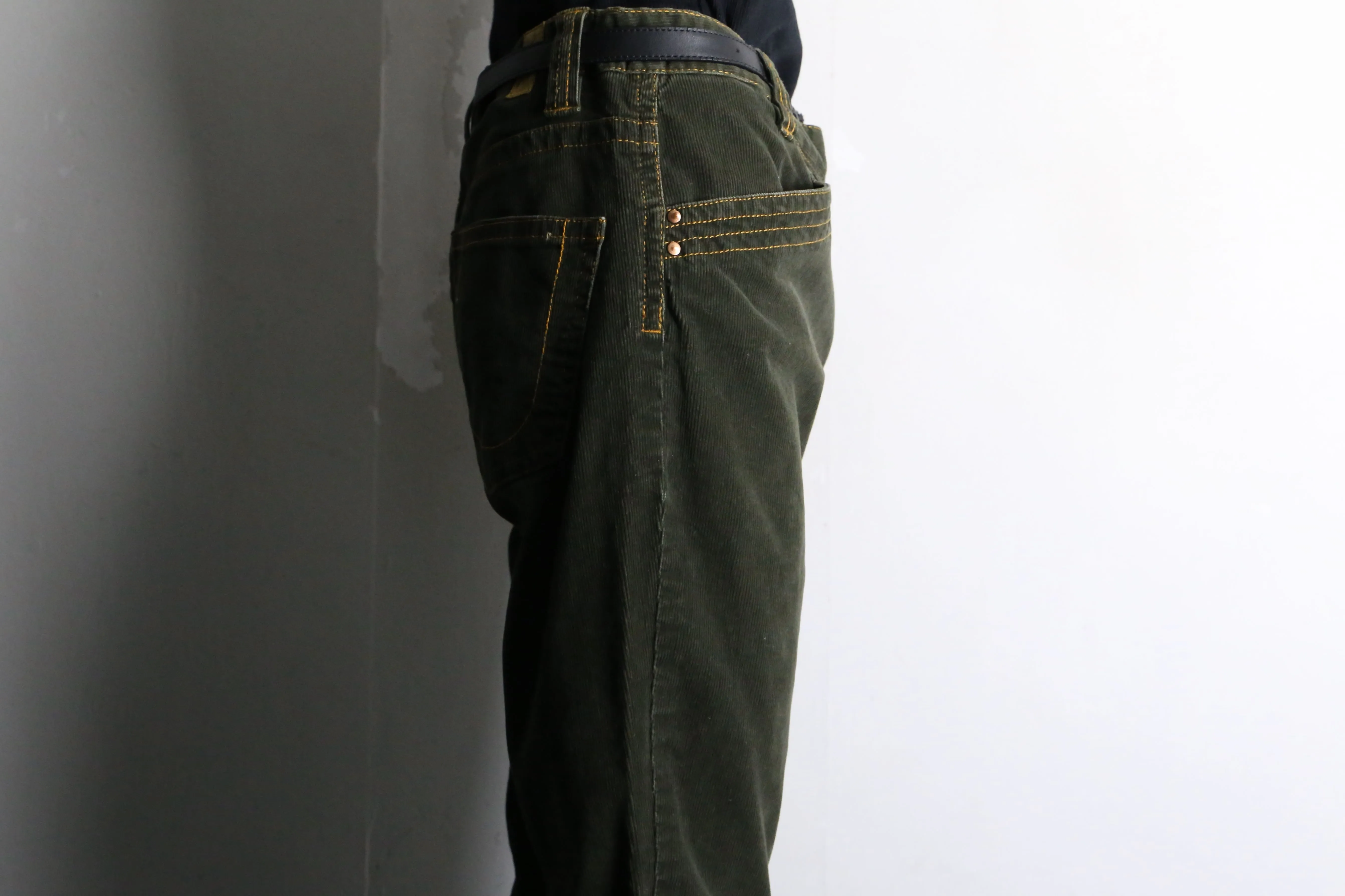 "Tommy Hilfiger" green corduroy semi flare pants