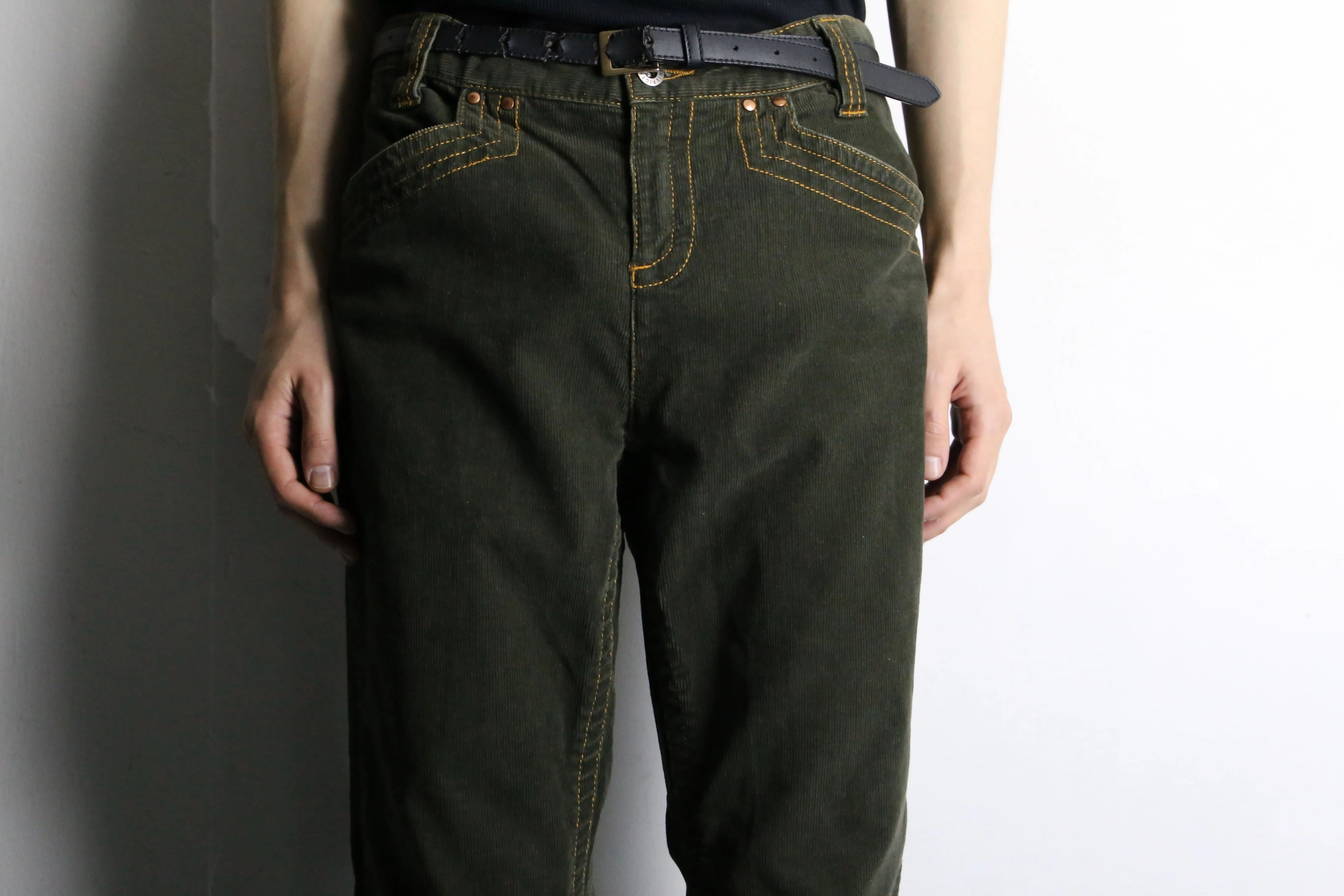 "Tommy Hilfiger" green corduroy semi flare pants