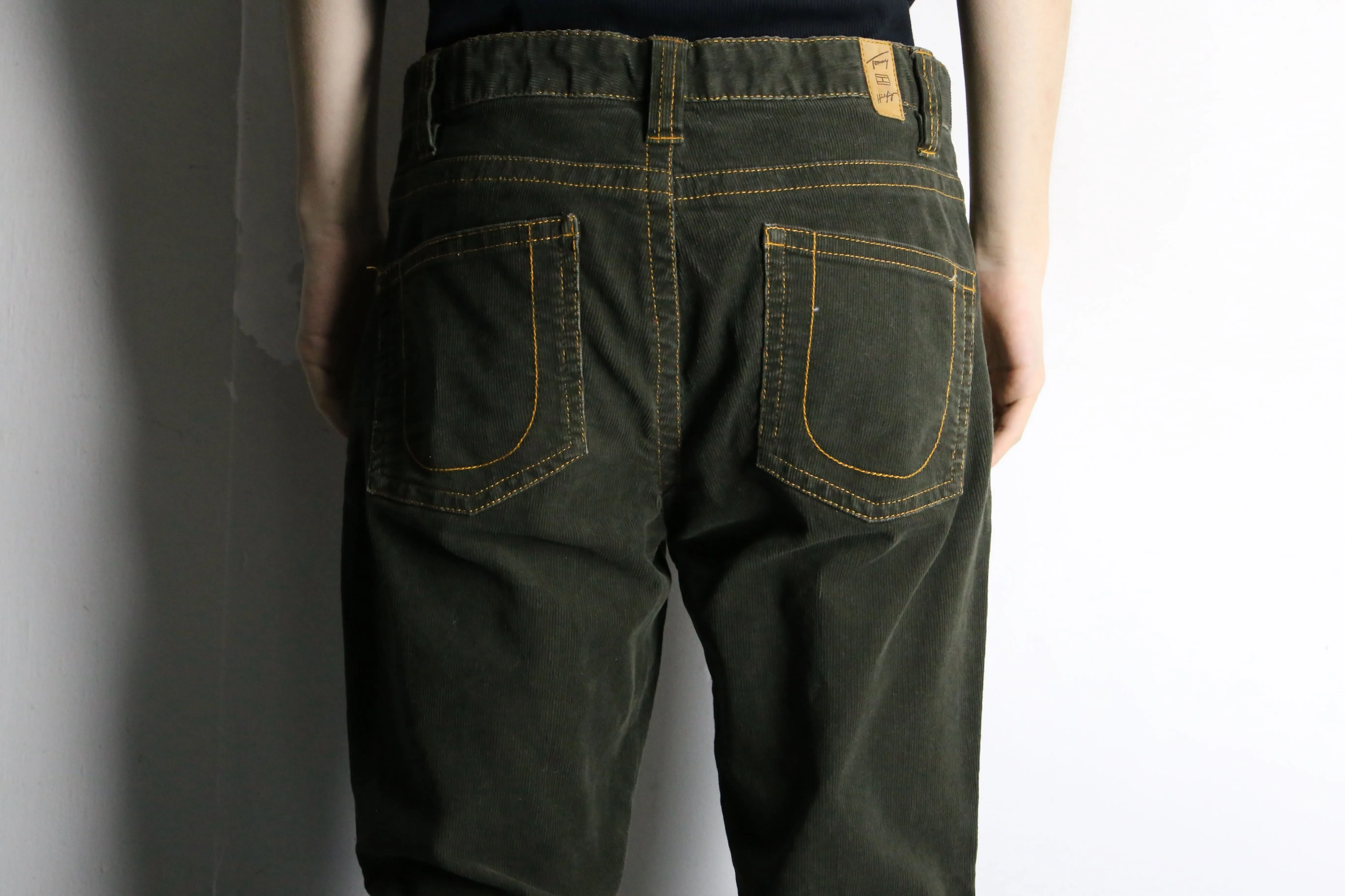 "Tommy Hilfiger" green corduroy semi flare pants