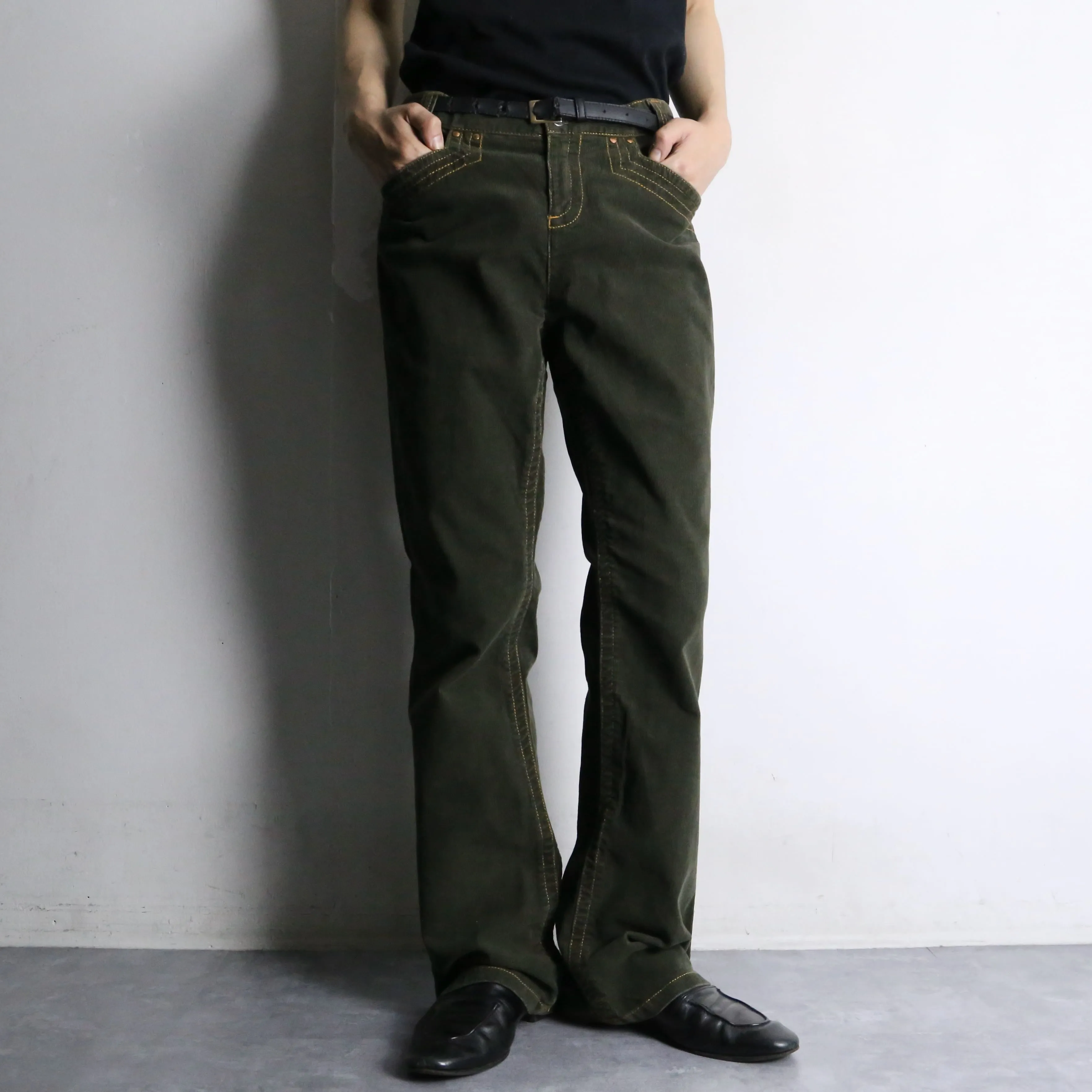 "Tommy Hilfiger" green corduroy semi flare pants