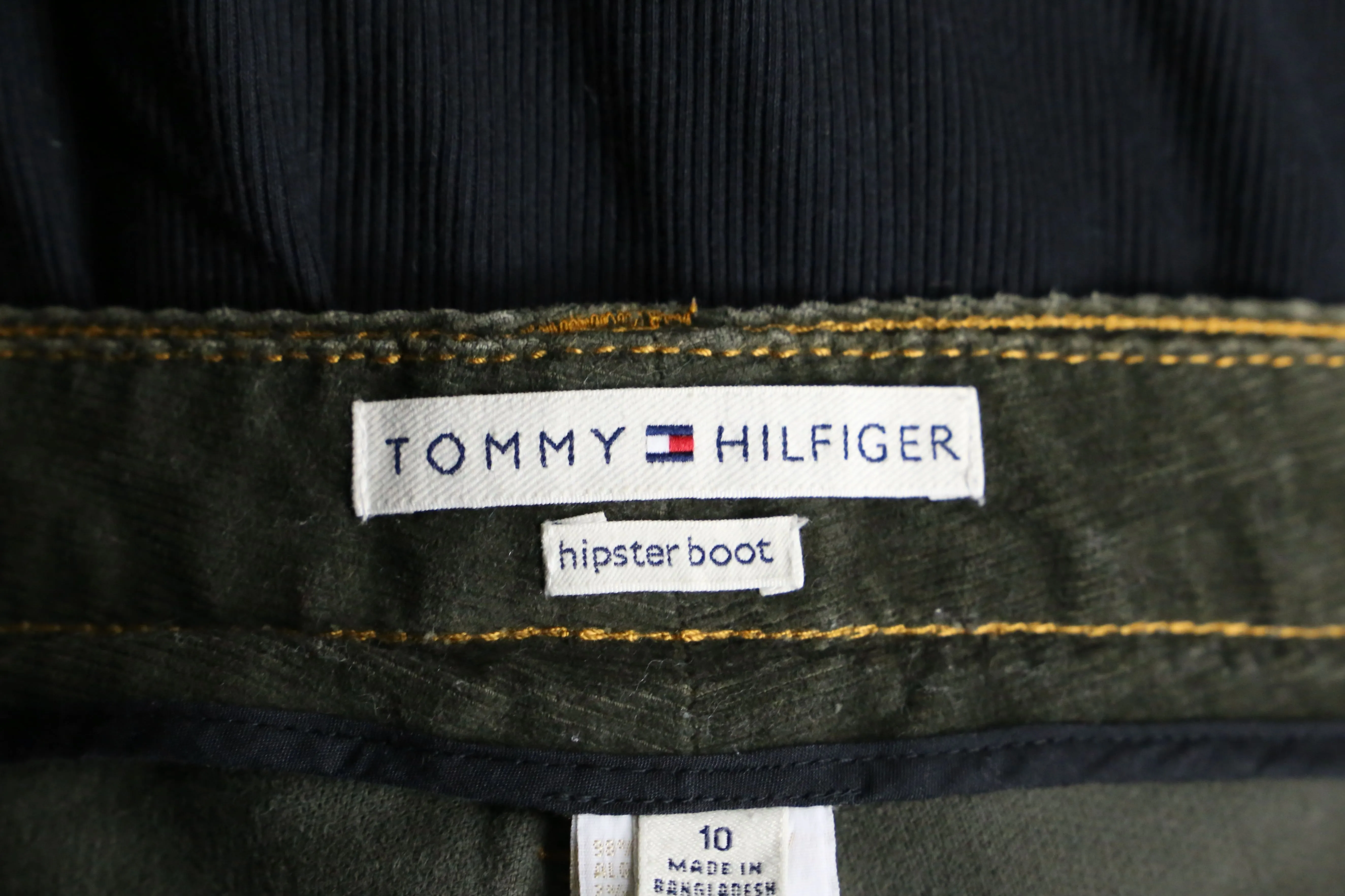 "Tommy Hilfiger" green corduroy semi flare pants