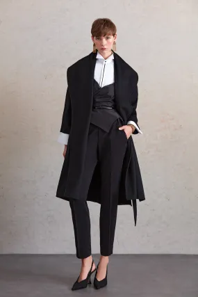 Regular Fit Meghan Belted Shawl Collar Wool Coat