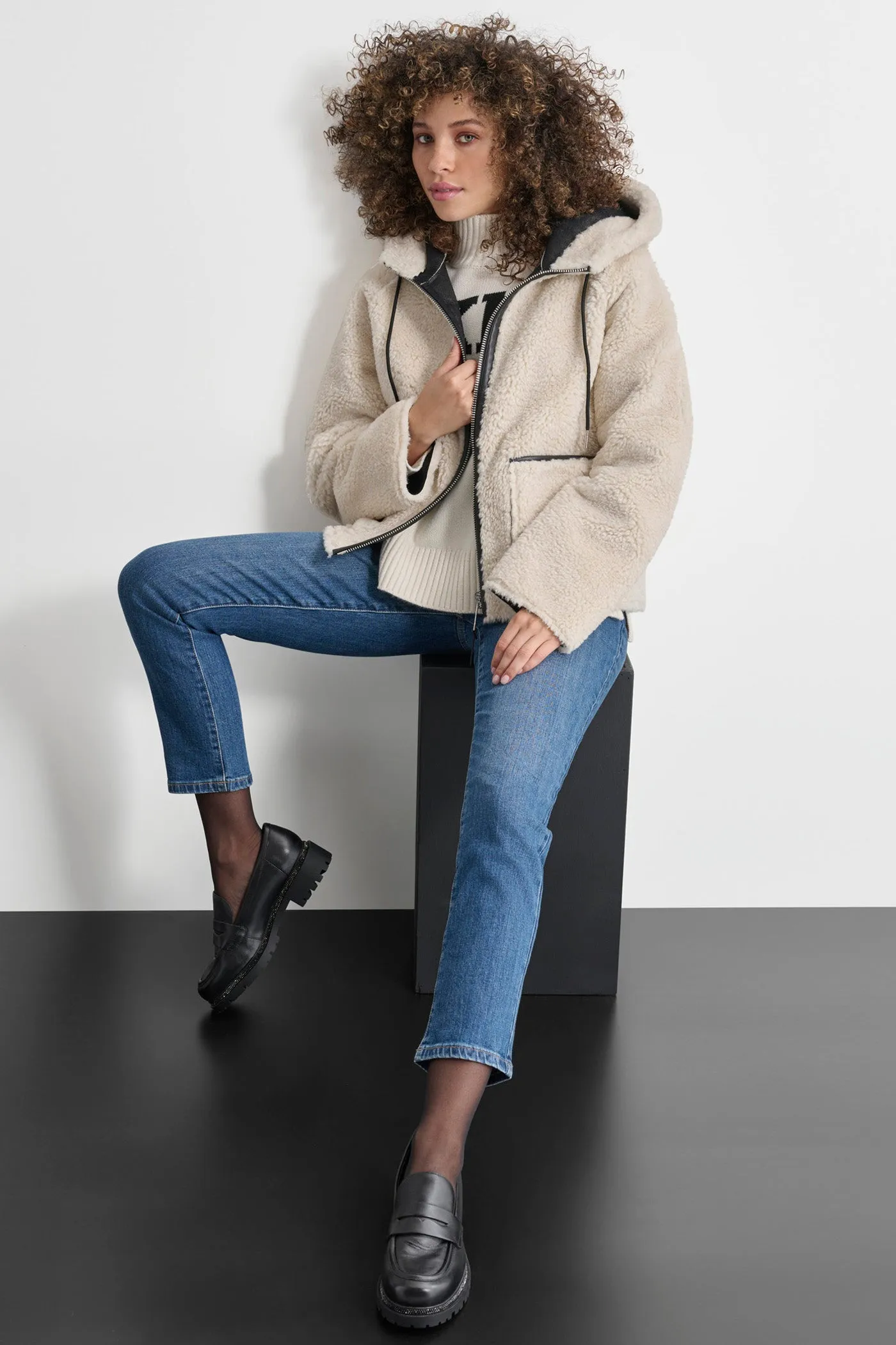 REVERSIBLE FAUX SHEARLING JACKET