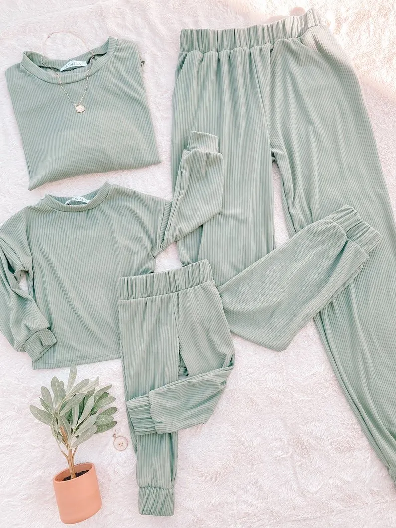 Sage Green Mommy and Me Loungewear