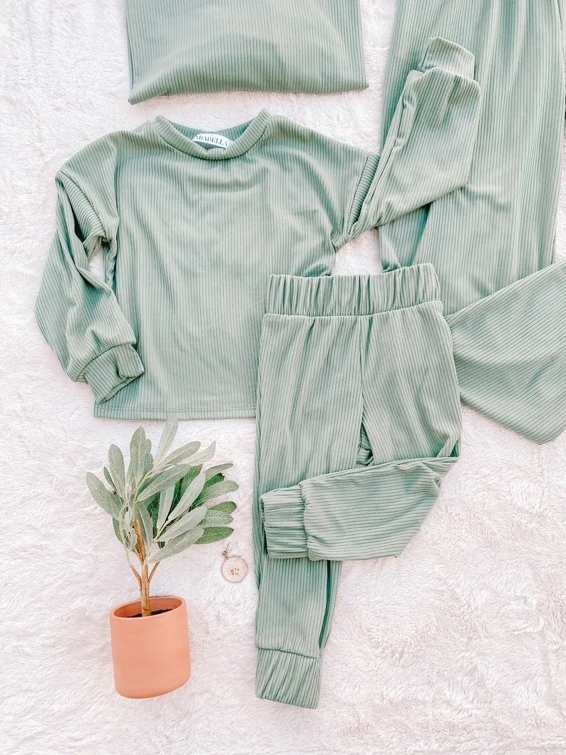 Sage Green Mommy and Me Loungewear