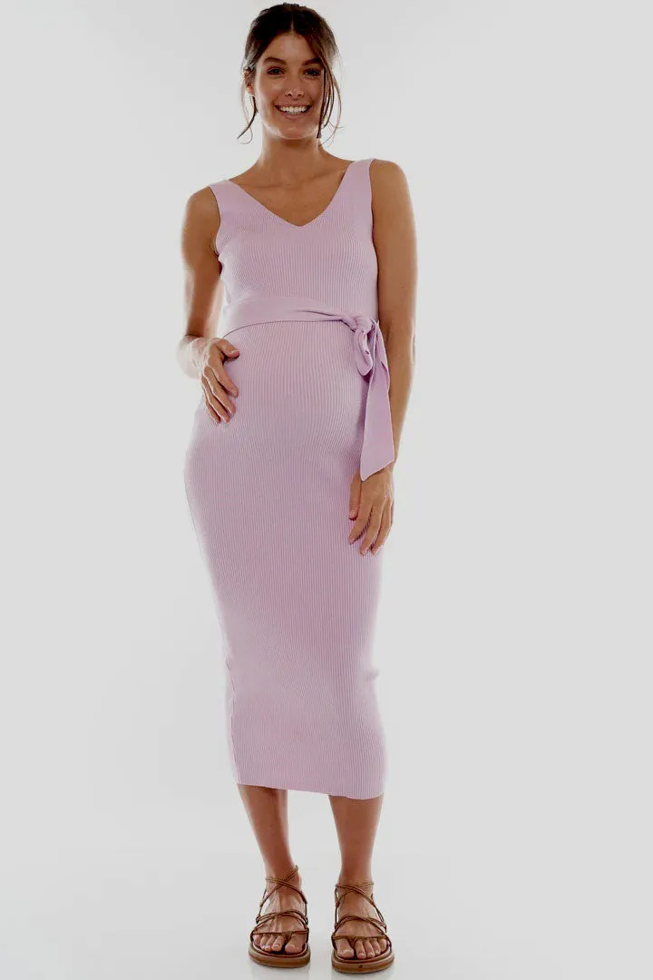 Serenity Maternity Knit Dress In Lilac