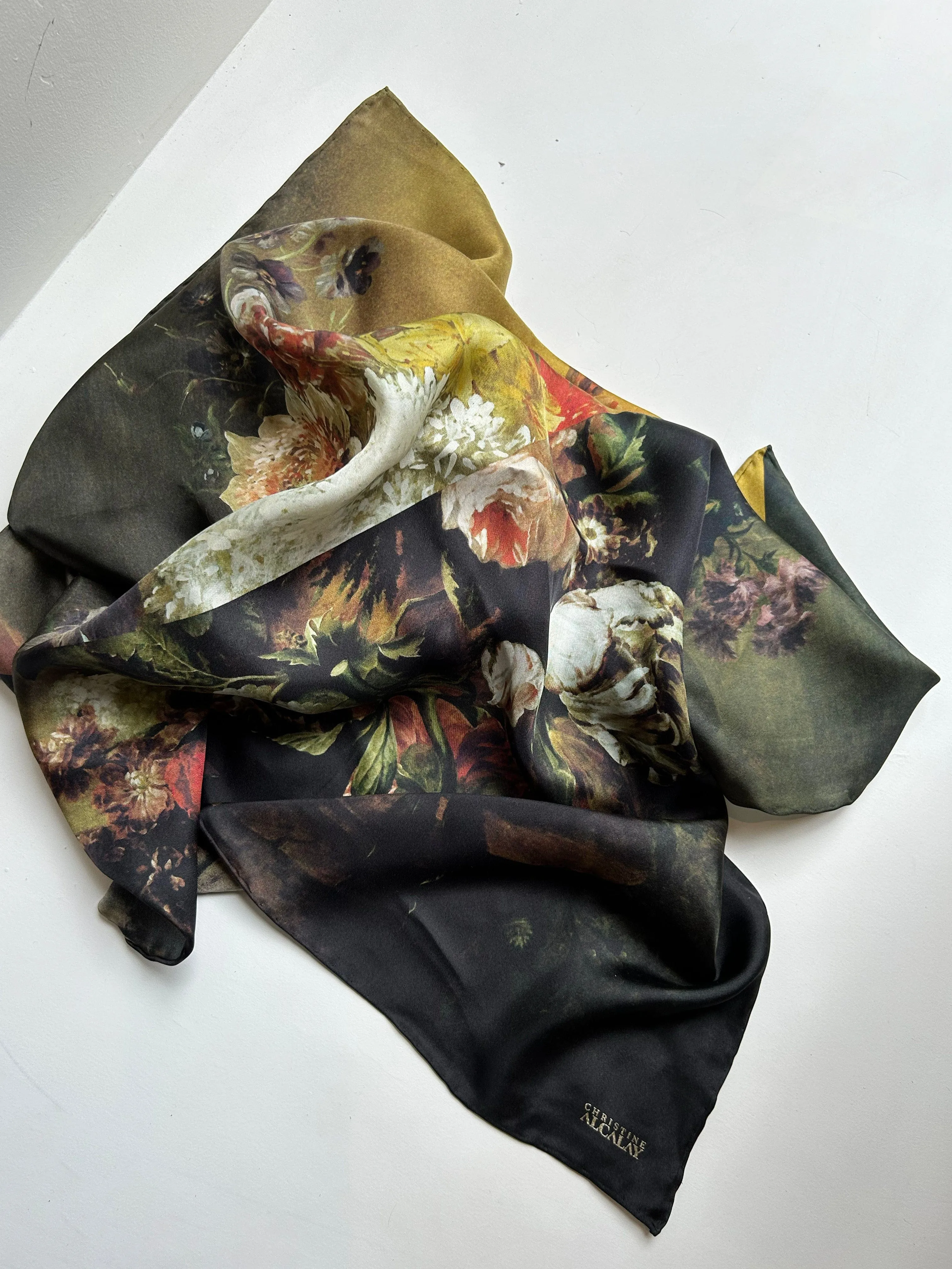 Silk Scarf: Still Life with Flower