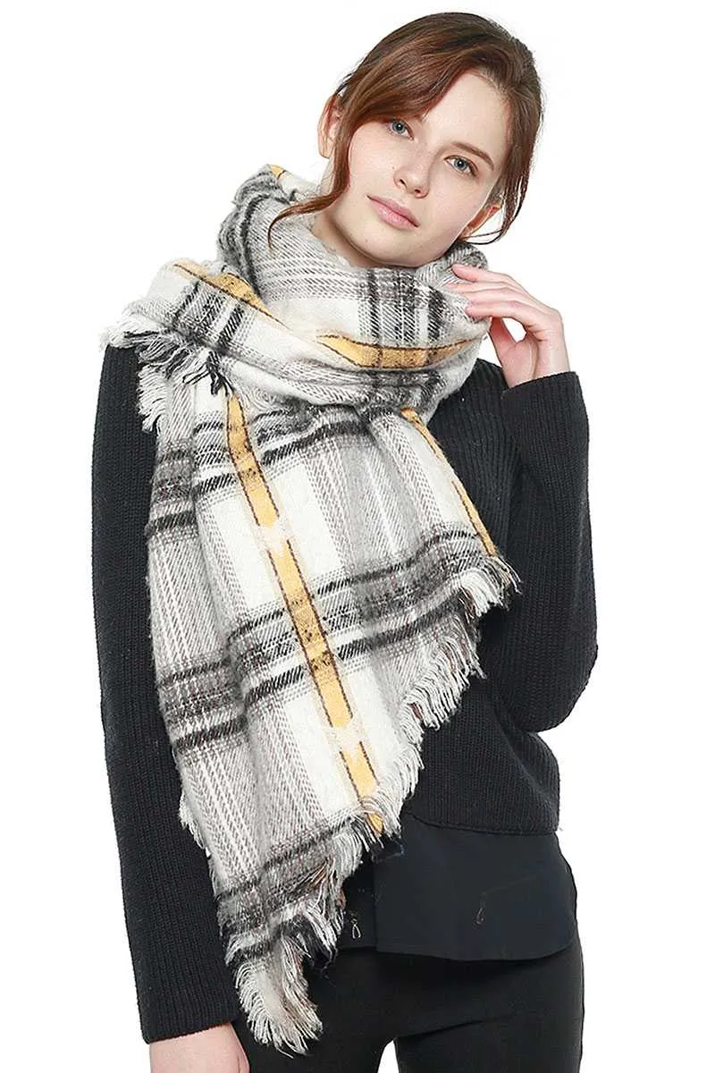 Soft Plaid Check Scarf