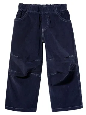 Soft Stretch Cord Pants With Knee Articulation - Contrast Stitch | Dark Navy Blue