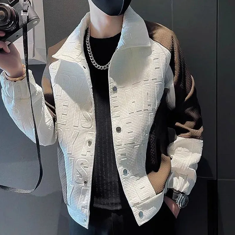 Solid Contrast Letter Embossed Jacket