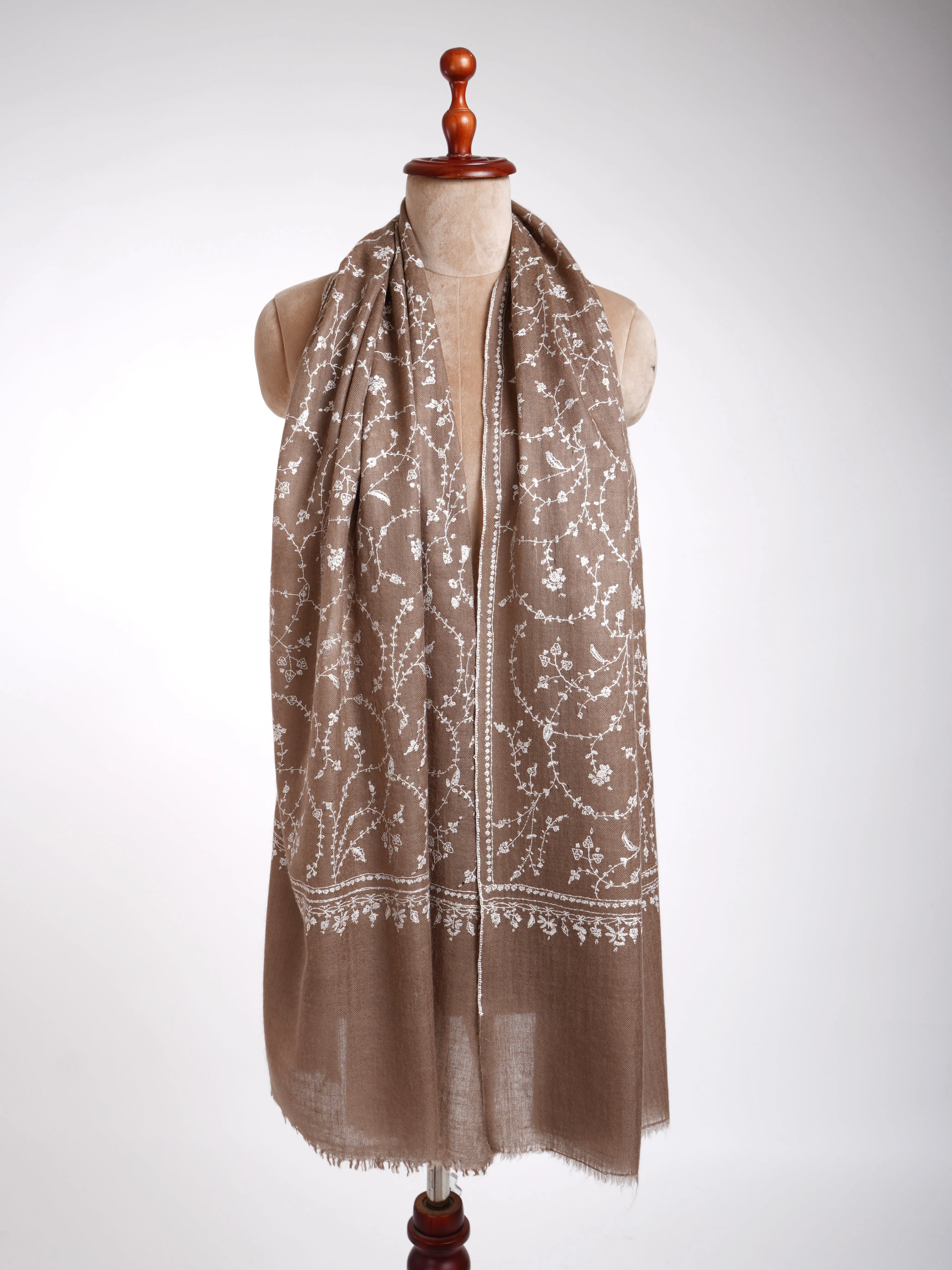 Sozni Embroidered Pure Cashmere Scarf