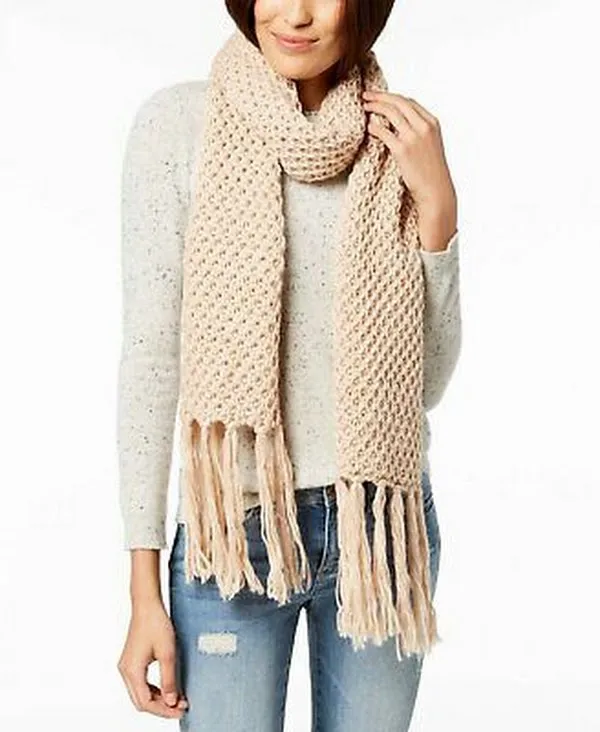 Steve Madden Lurex Knit Tassel Scarf, One Size