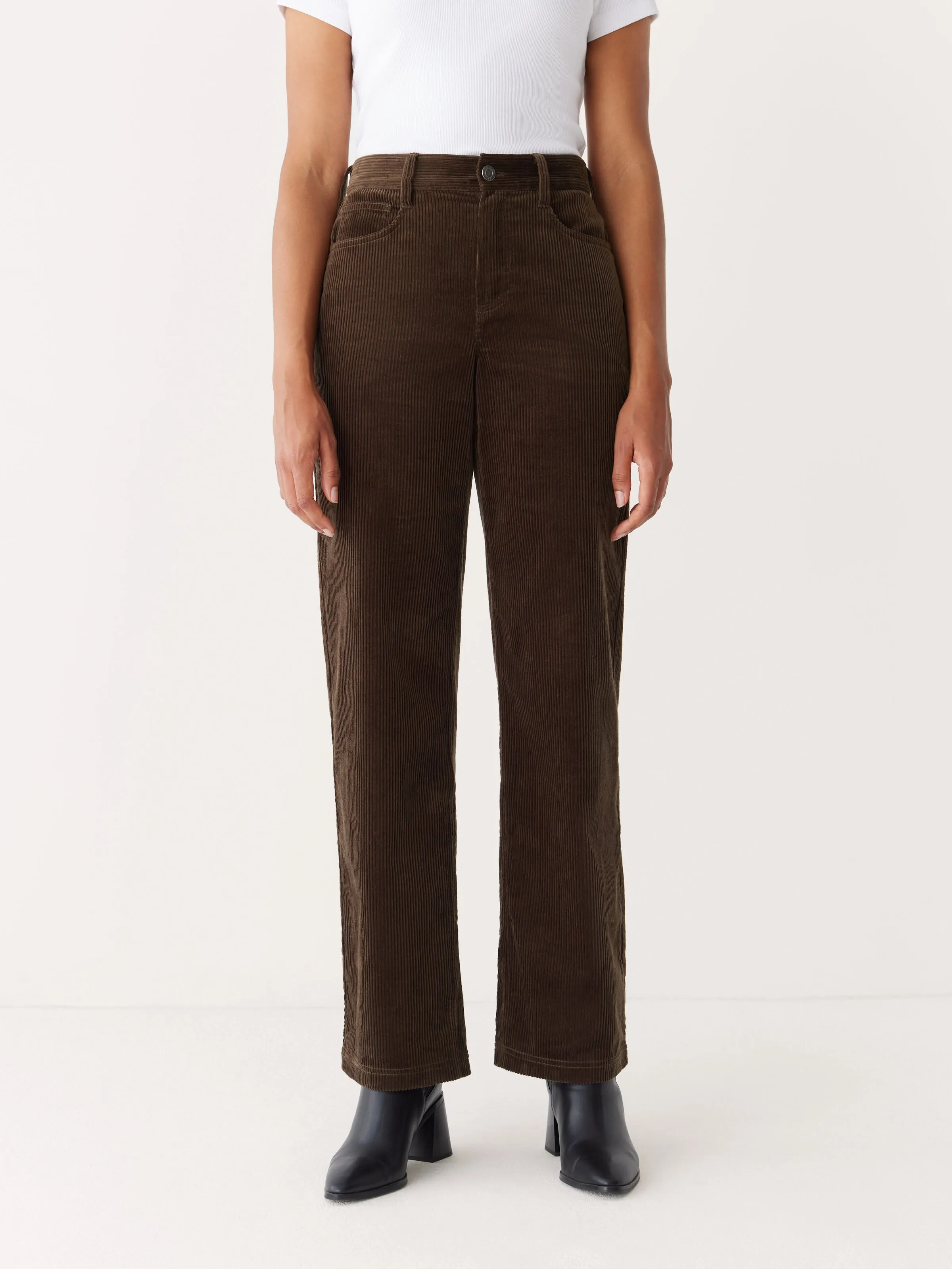 The Annie Straight Corduroy Pant in Dark Brown