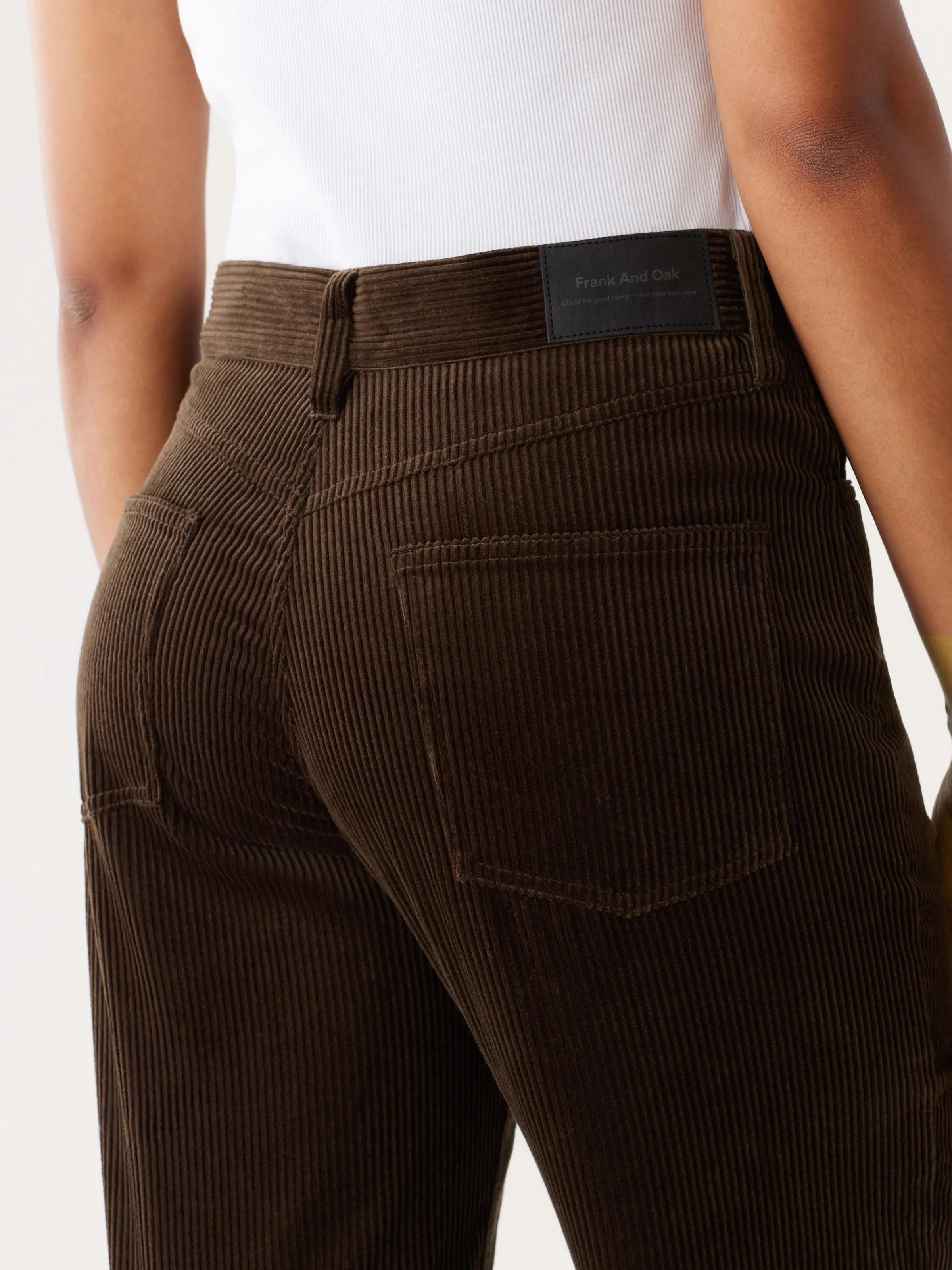 The Annie Straight Corduroy Pant in Dark Brown