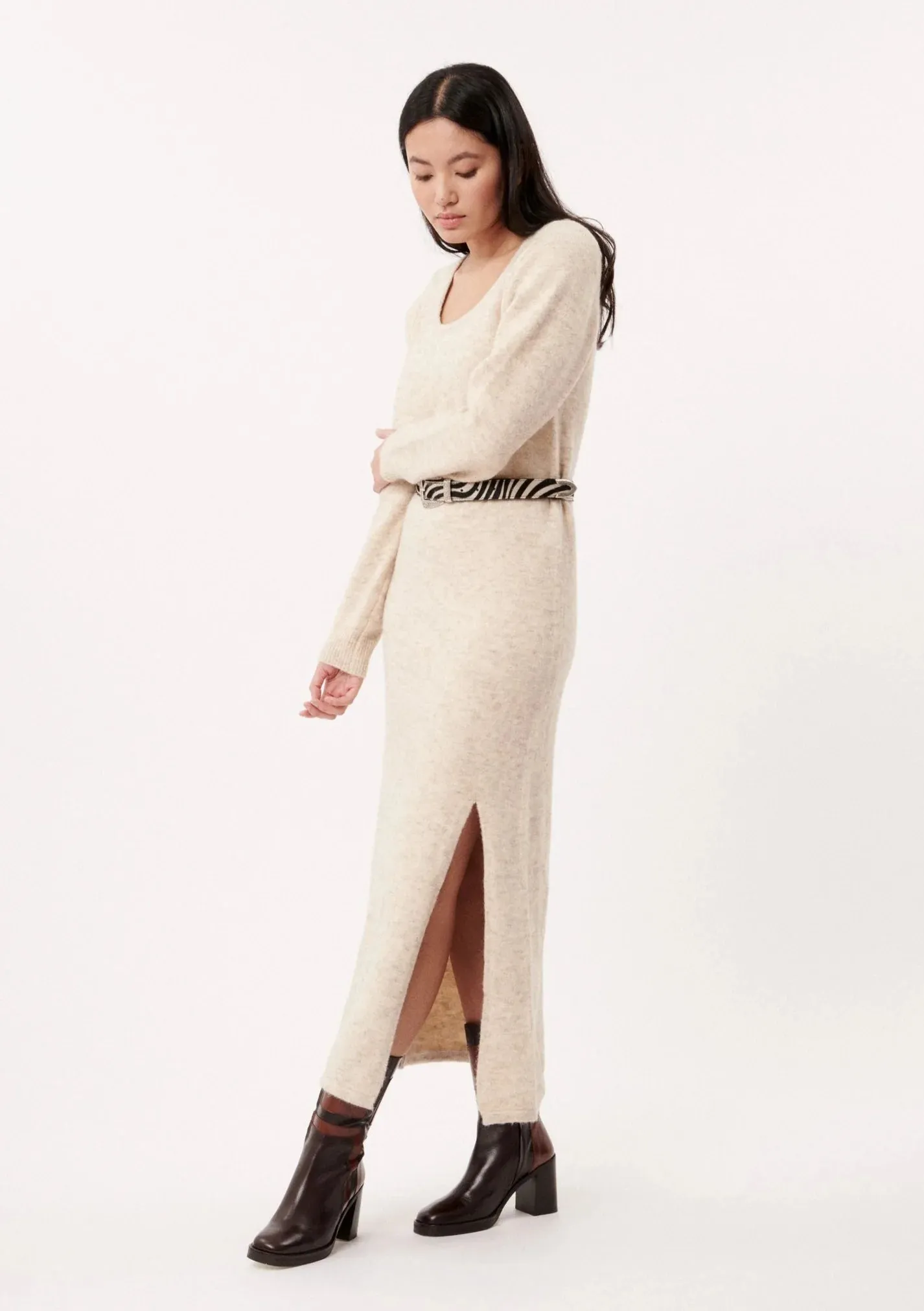 The Francine Sweater Dress by FRNCH - Oatmeal