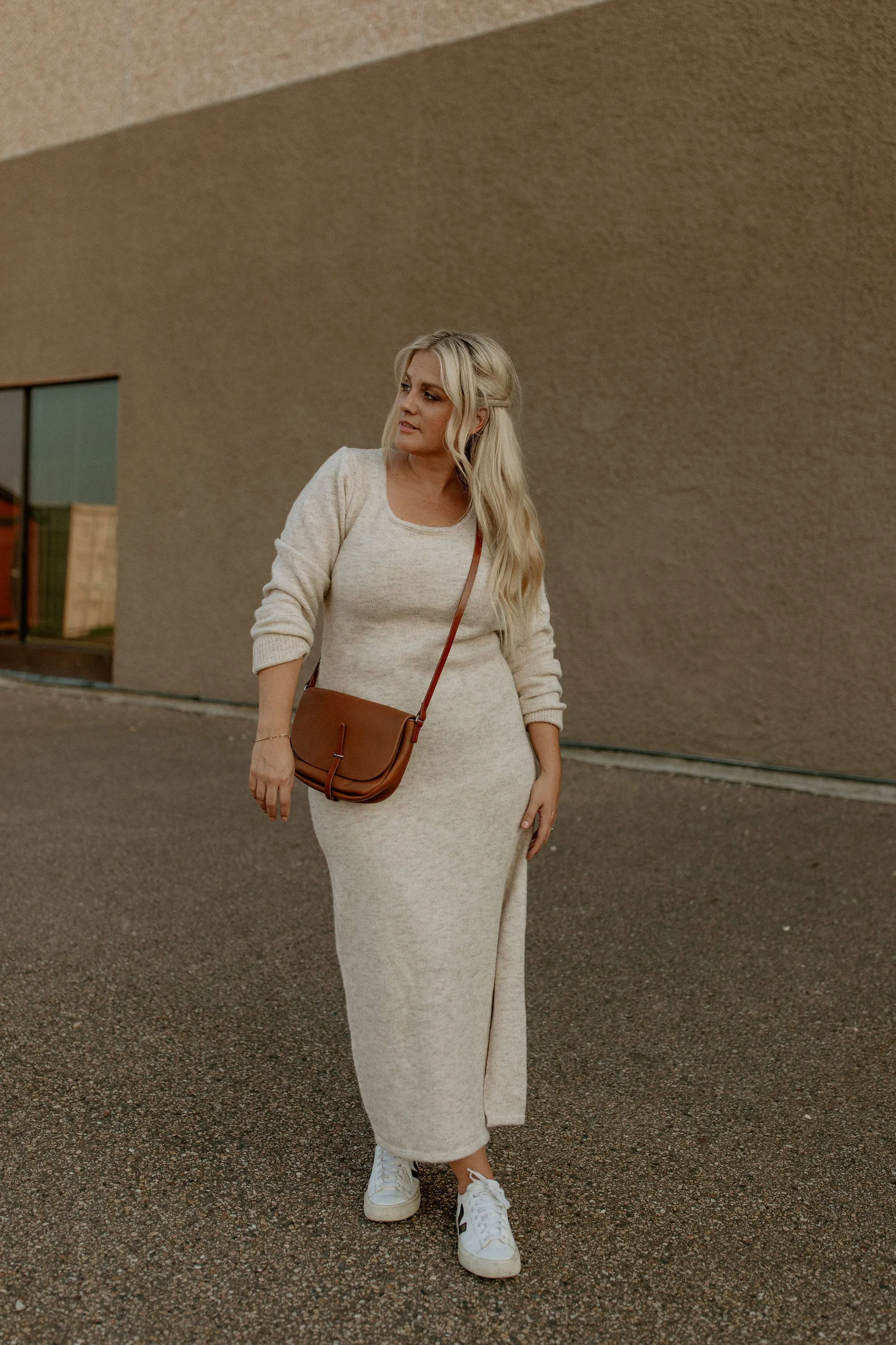 The Francine Sweater Dress by FRNCH - Oatmeal