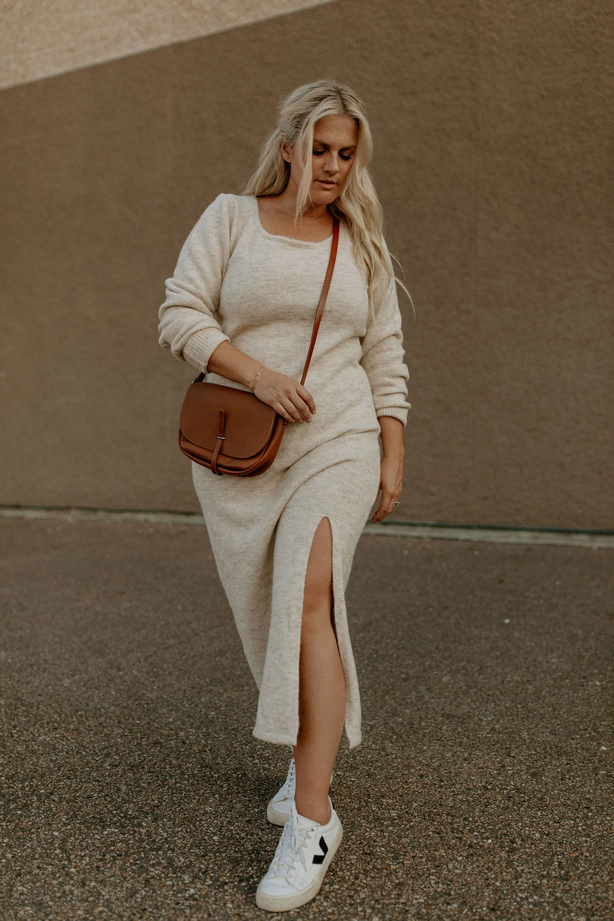 The Francine Sweater Dress by FRNCH - Oatmeal