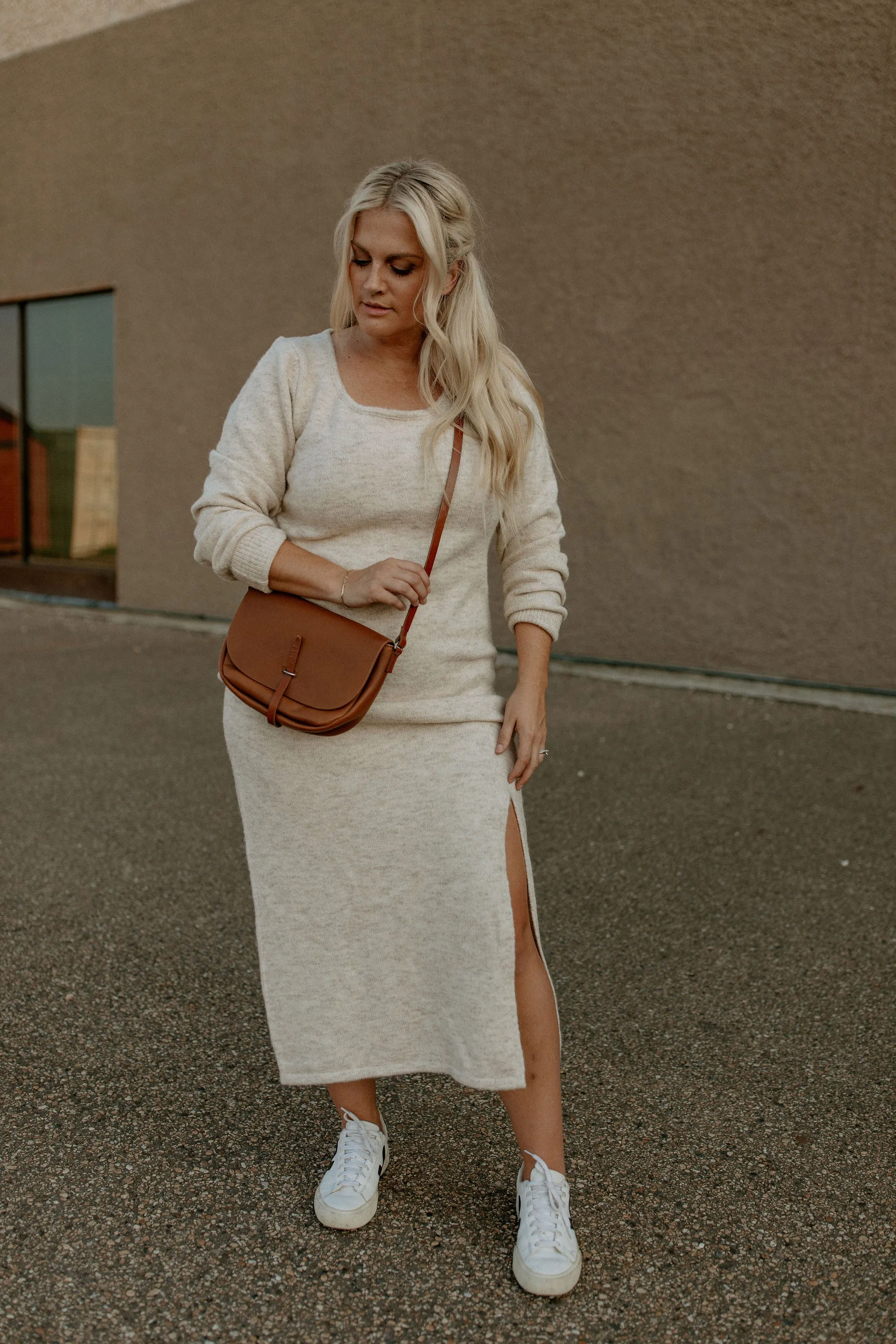 The Francine Sweater Dress by FRNCH - Oatmeal