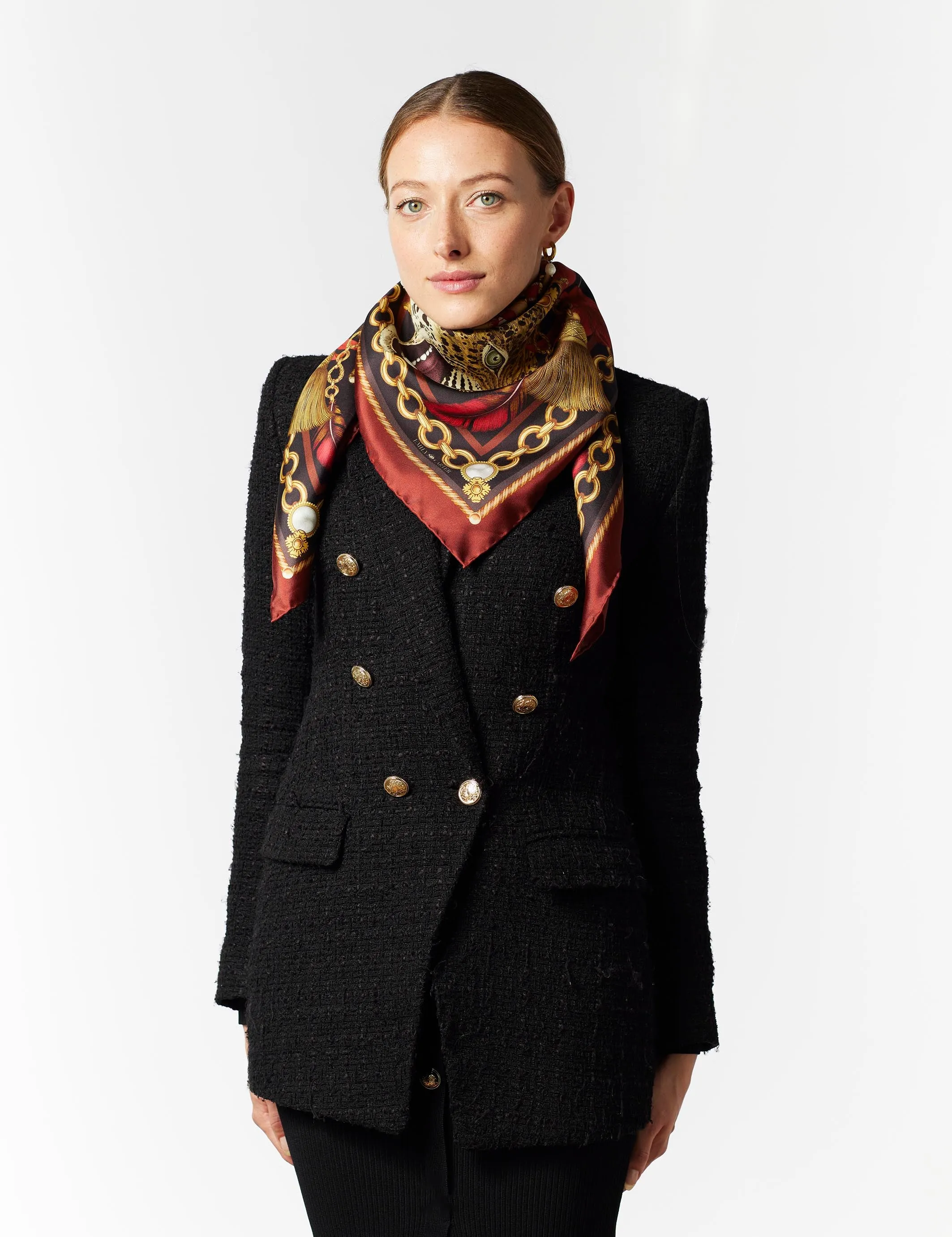 The Leopard & Tulip Scarf | 130x130cm