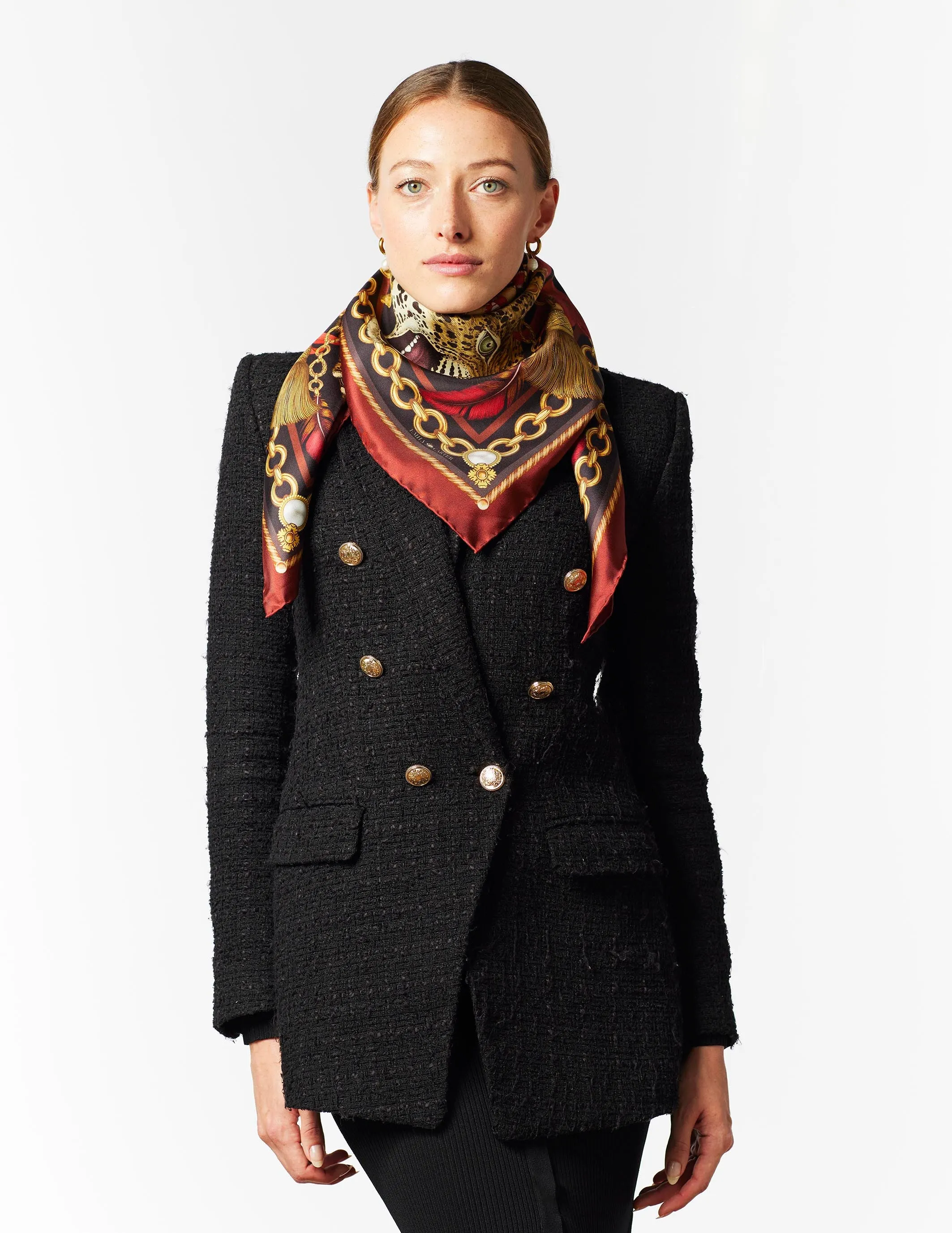 The Leopard & Tulip Scarf | 130x130cm