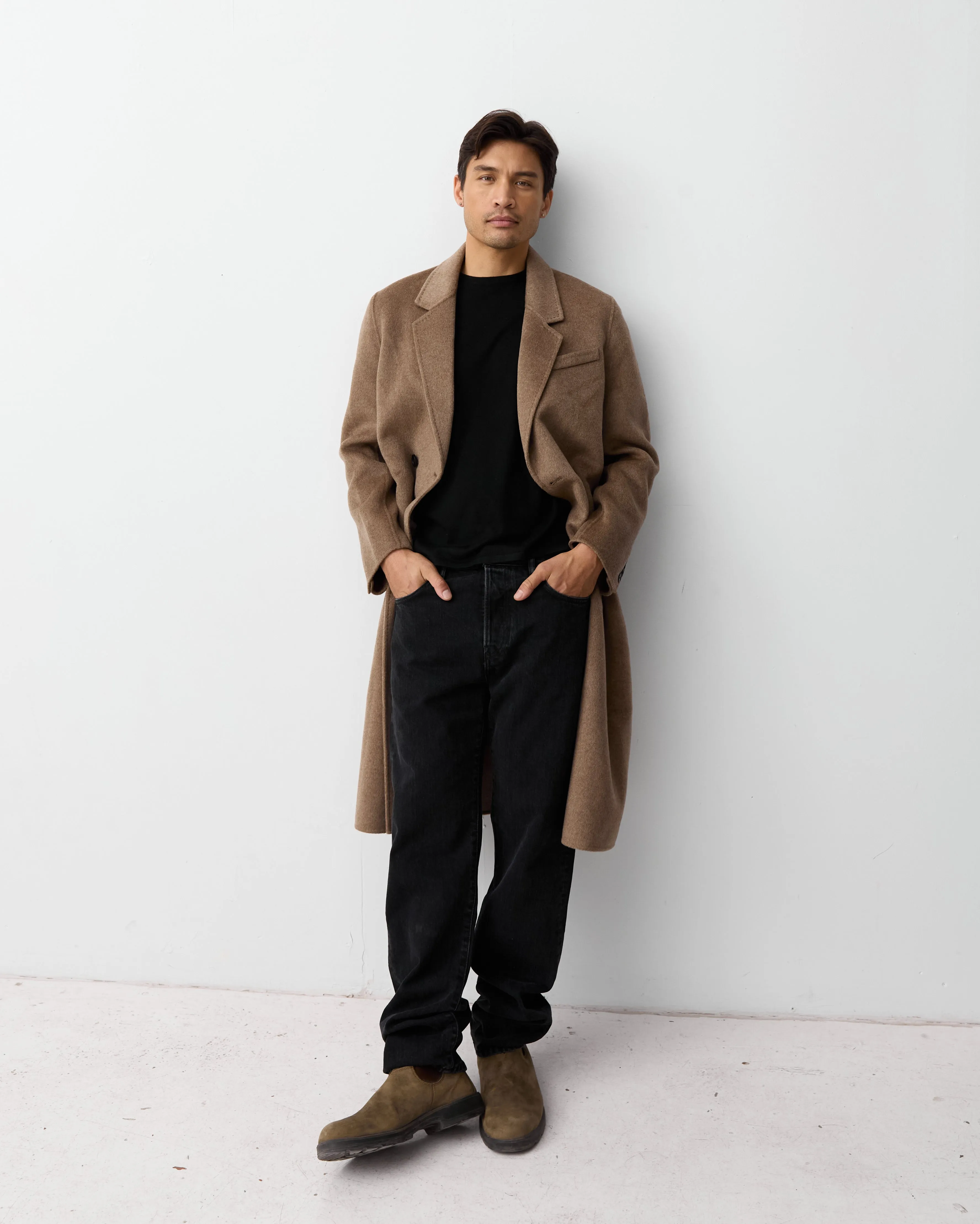 THE MENS DOUBLE BREASTED COAT - CHOCO