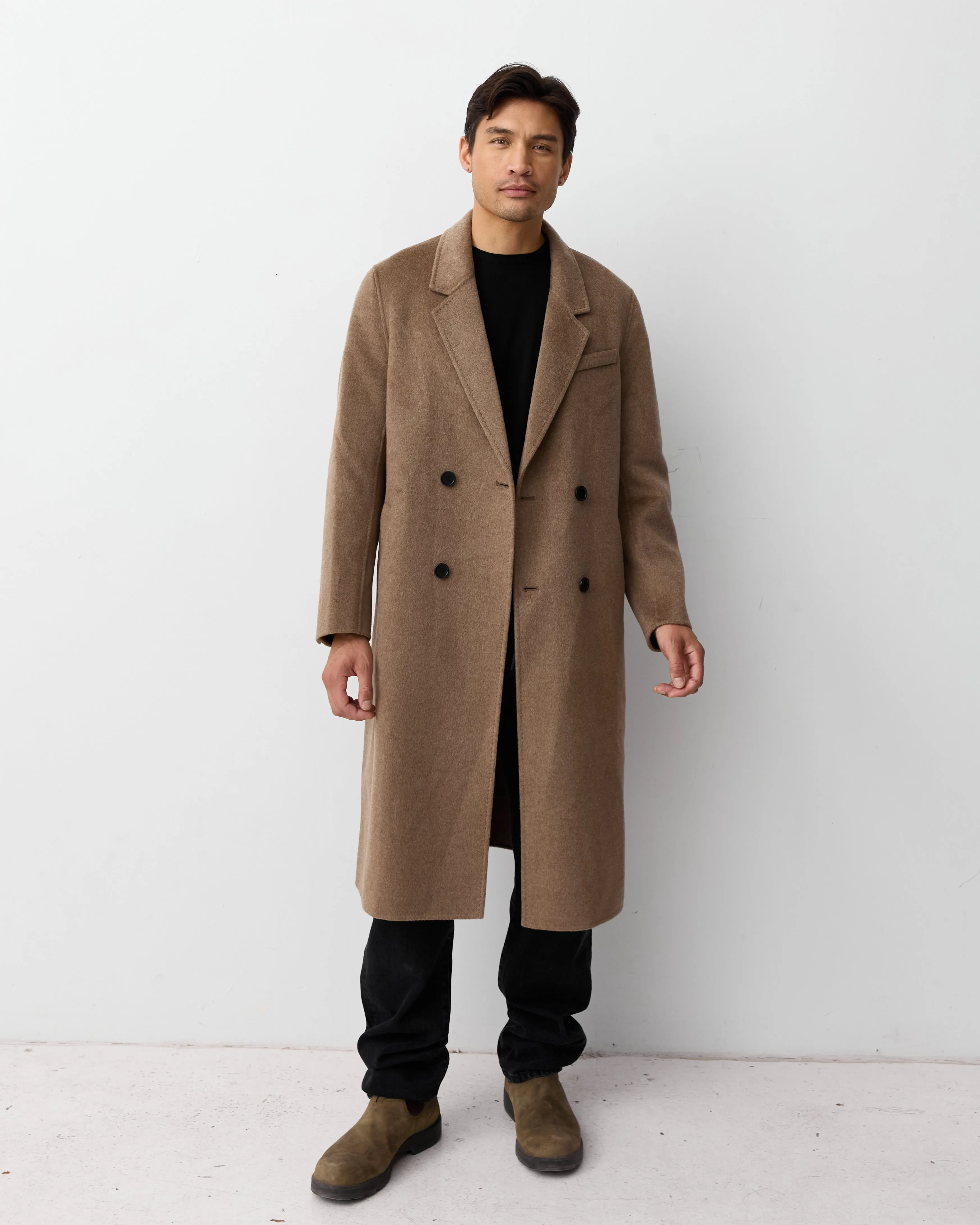 THE MENS DOUBLE BREASTED COAT - CHOCO