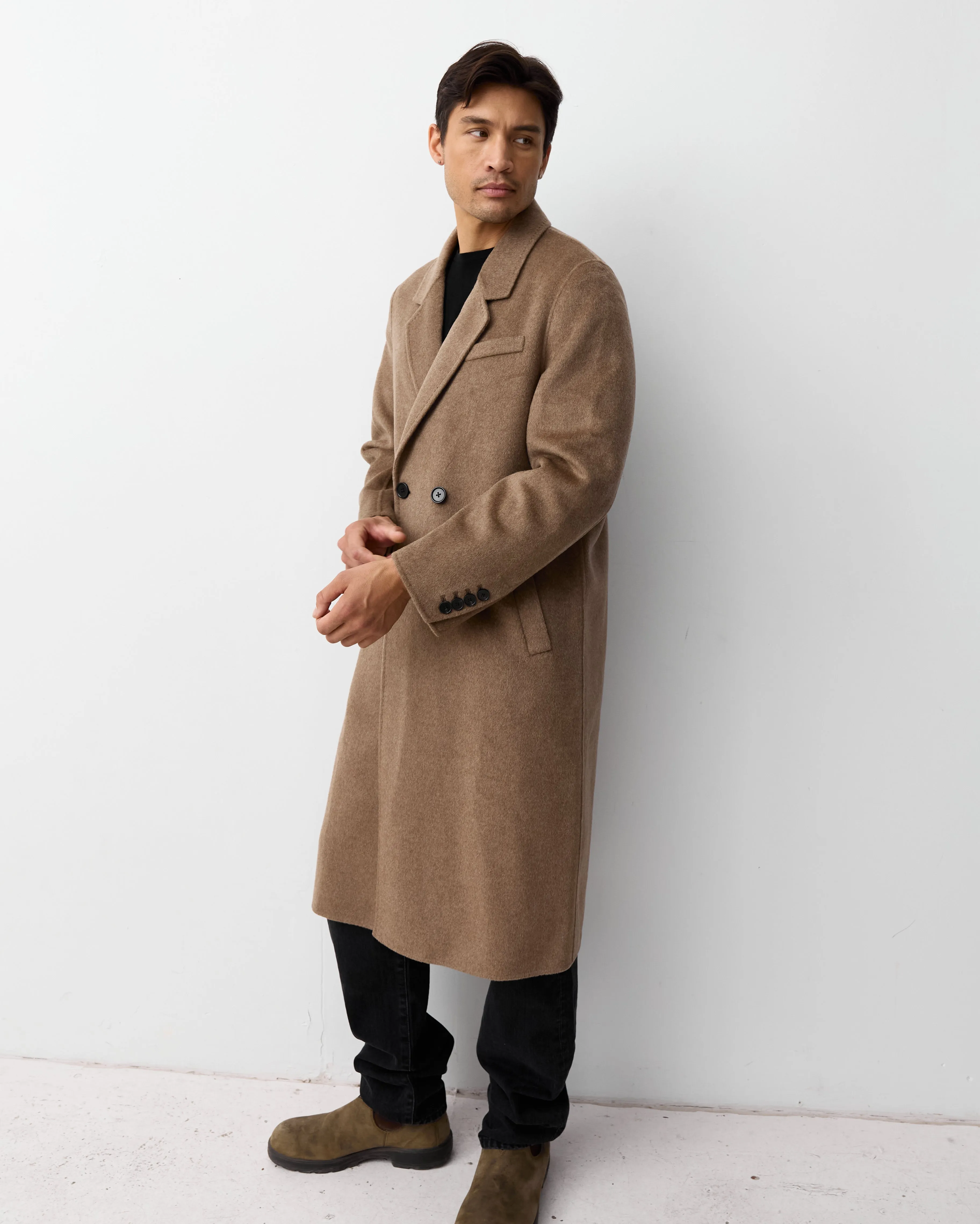 THE MENS DOUBLE BREASTED COAT - CHOCO