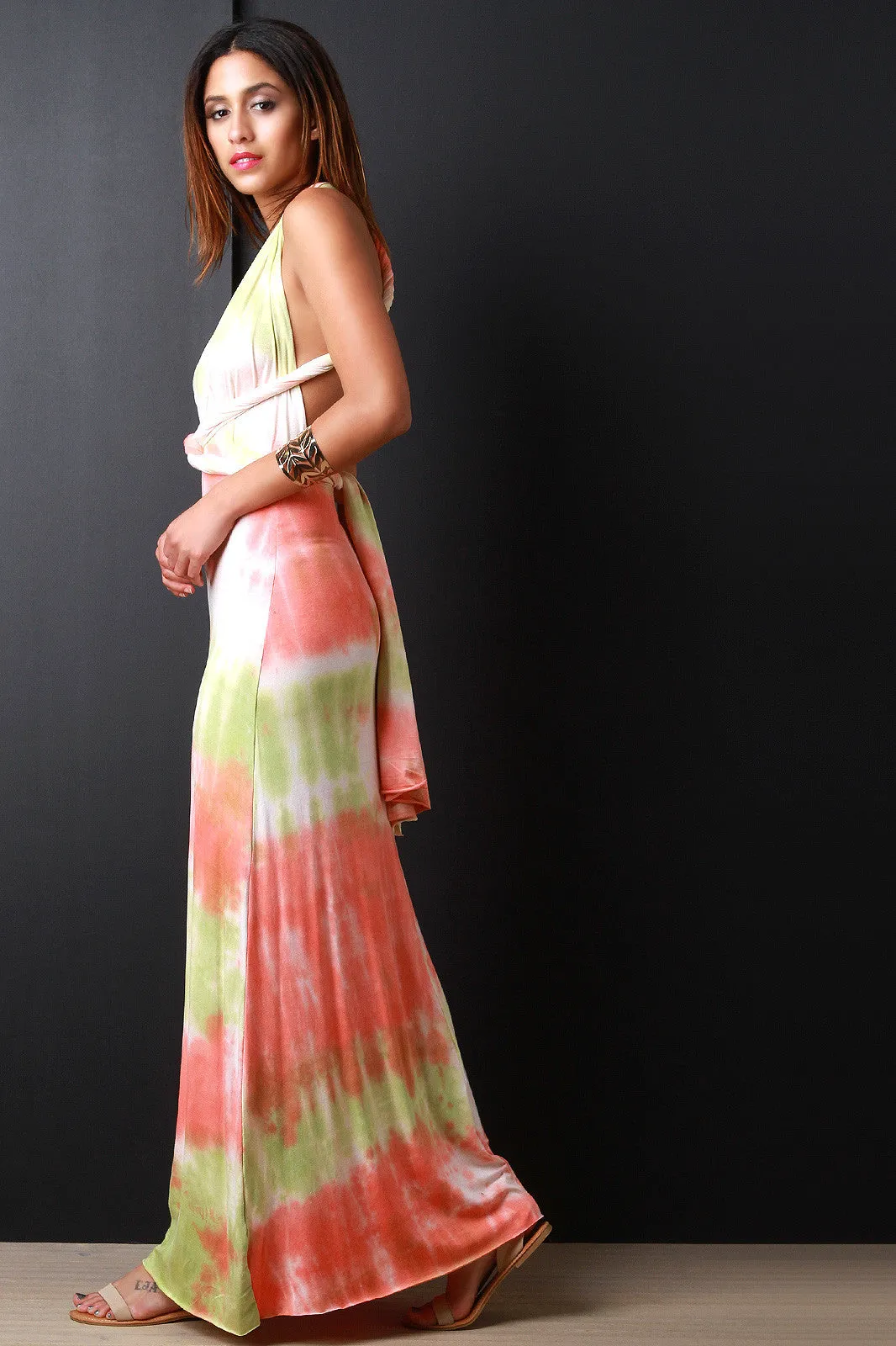 Tie Dye Convertible Multi Wrap Maxi Dress