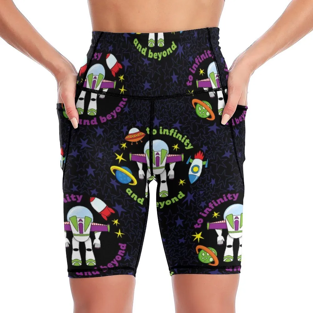 To Infinity And Beyond Women's Knee Length Athletic Yoga Shorts With Pockets