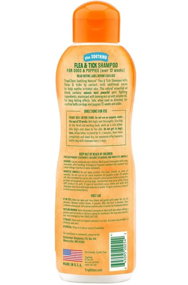 TropiClean Natural Flea & Tick Soothing Shampoo for Dogs