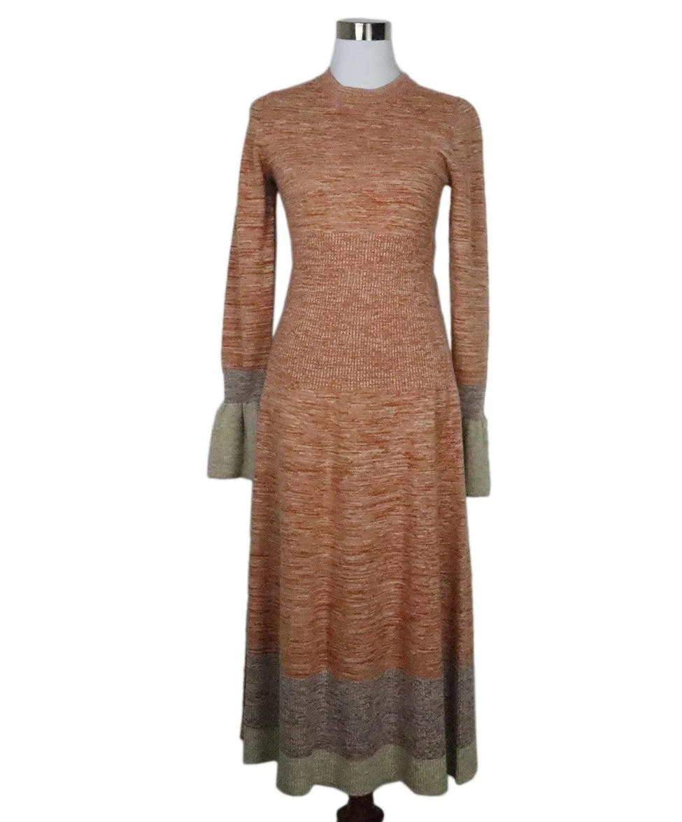 Ulla Johnson Orange & Beige Knit Dress sz 6