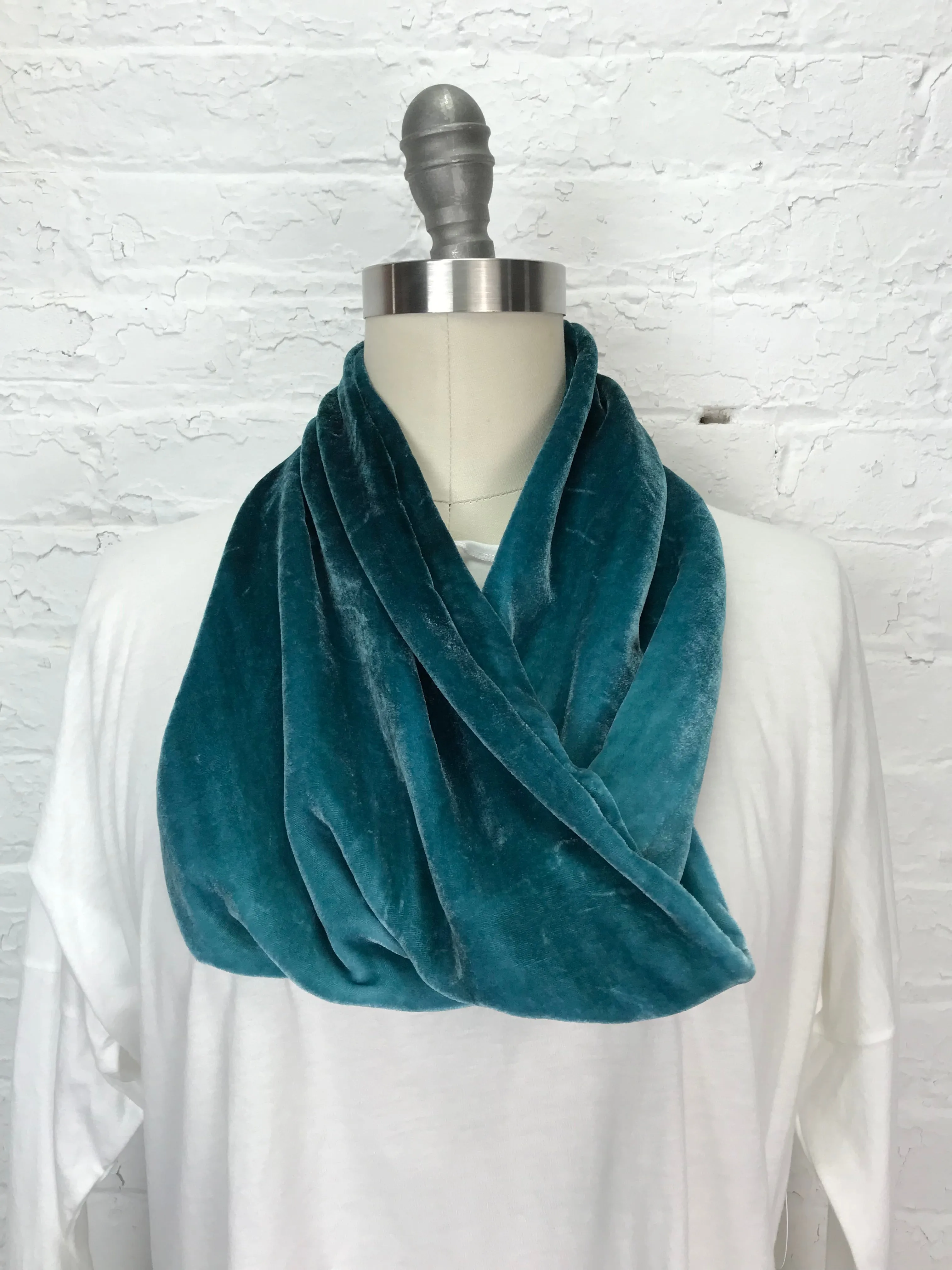 Velvet Cowl Warmer in Winter Mint