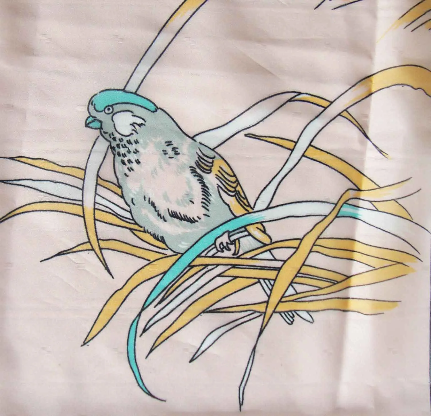 Vintage Bird Scarf Parakeet Budgie Novelty Print - Italy