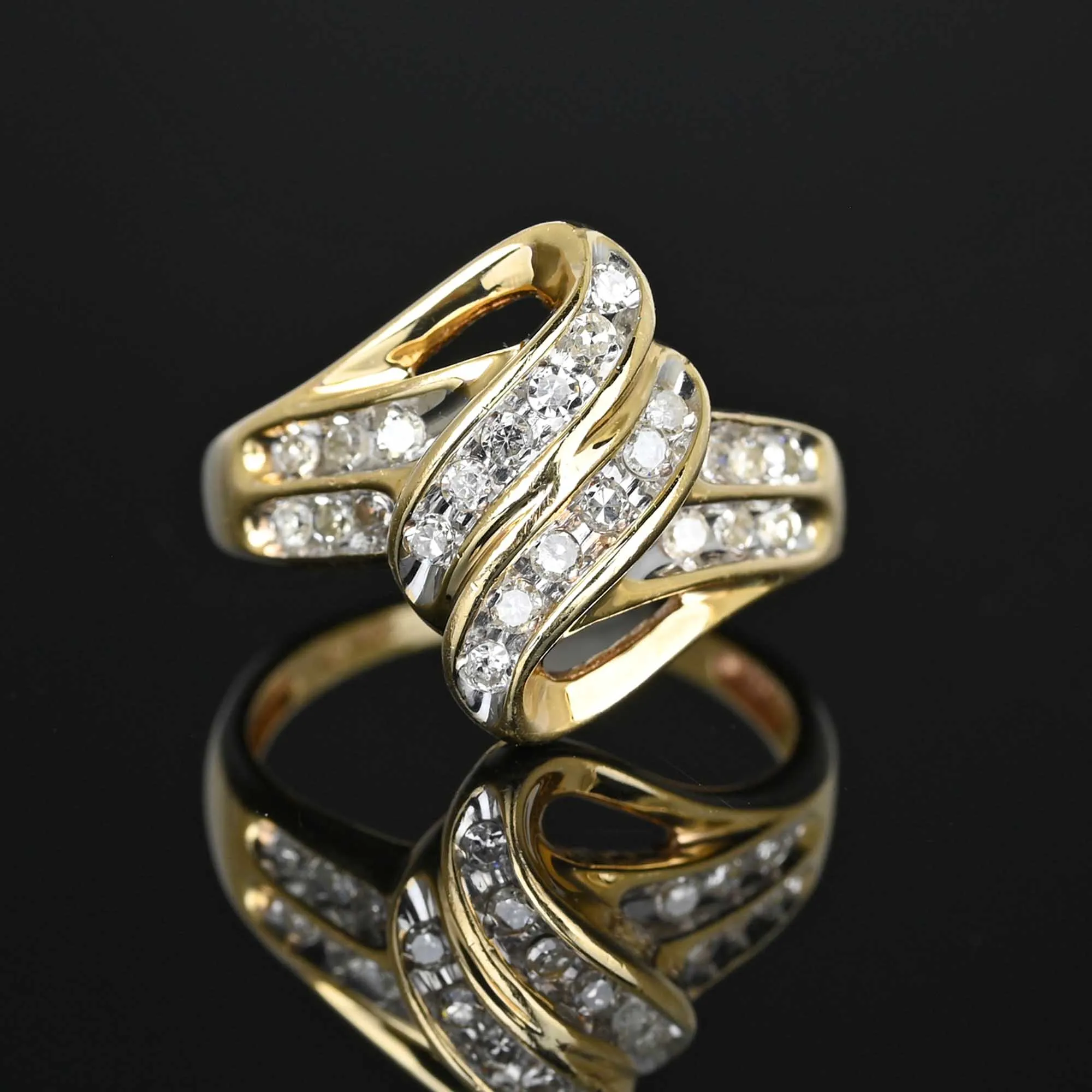 Vintage Diamond Cluster Love Knot Ring in Gold