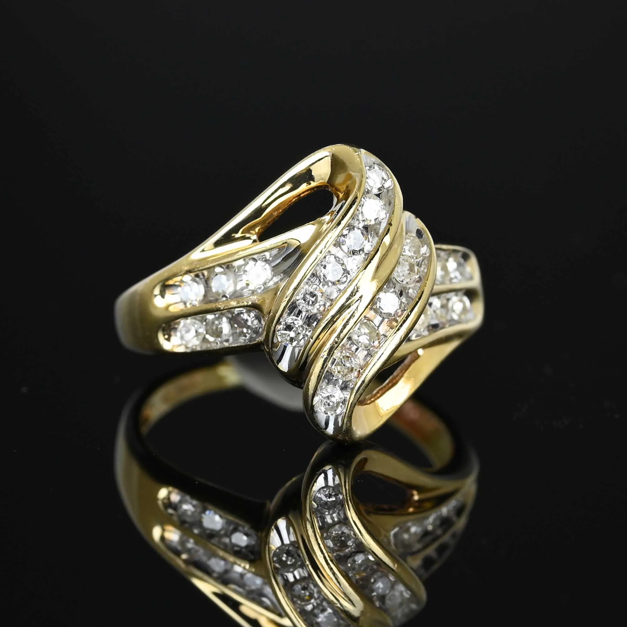 Vintage Diamond Cluster Love Knot Ring in Gold