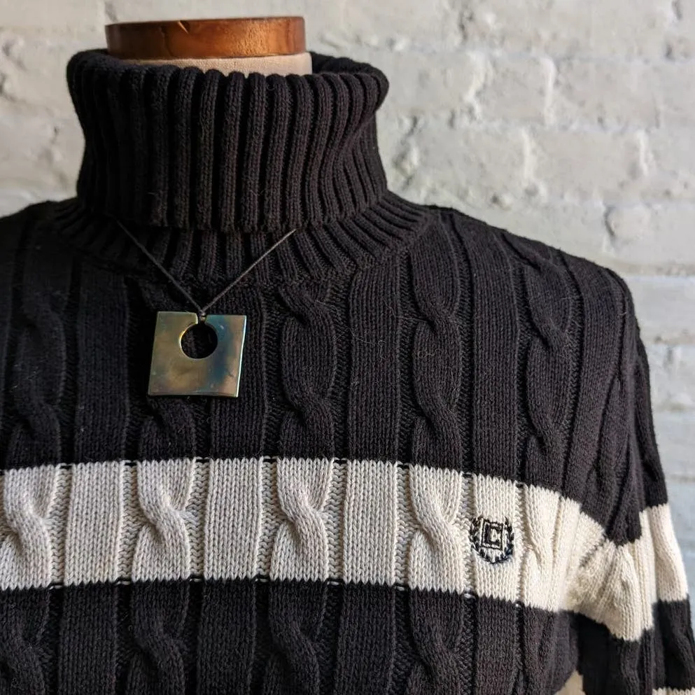 Vintage Striped Chunky Cable Knit Sweater Dark Academia Minimalist Preppy Top