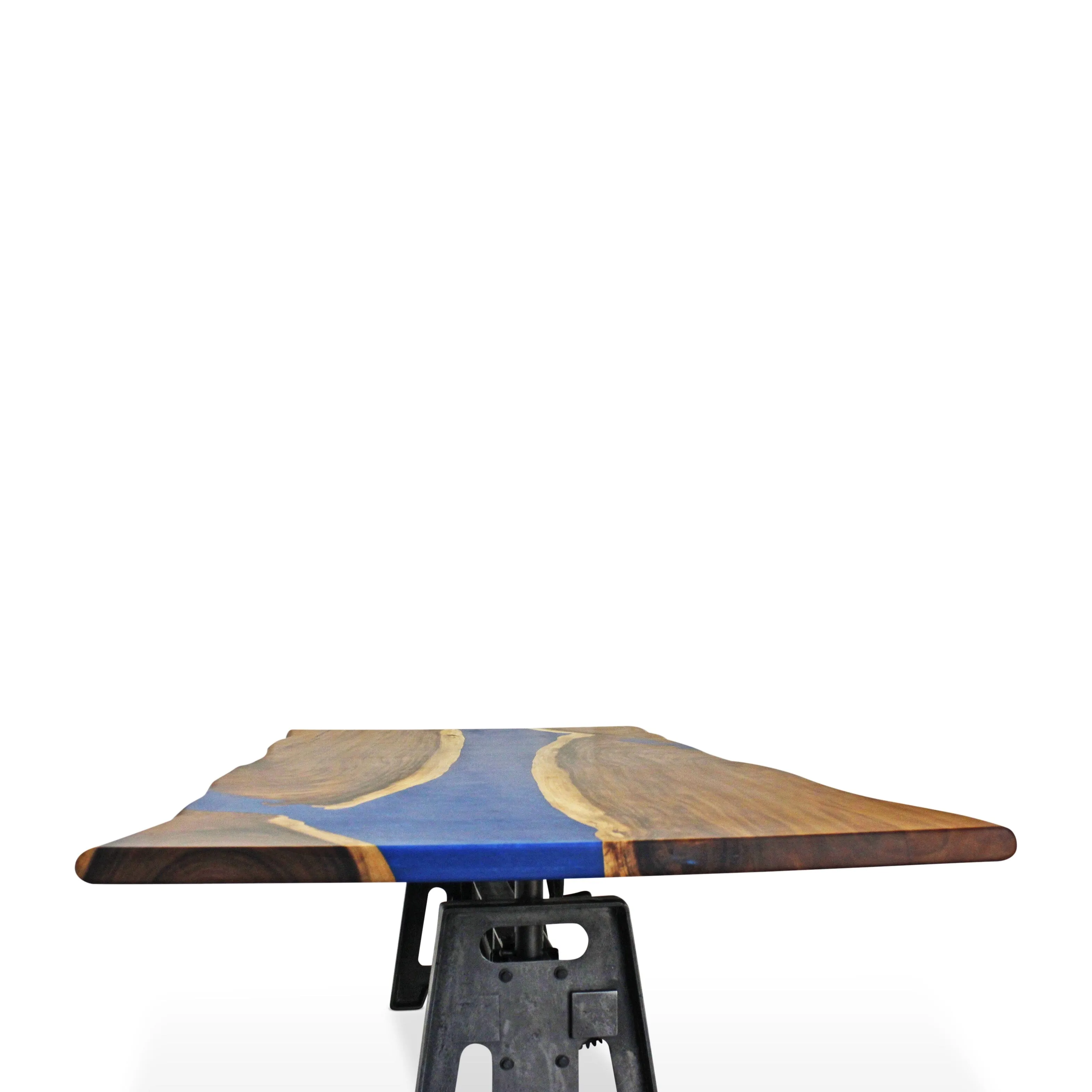 Walnut Live Edge Burl Dining Tabletop - Blue River Epoxy - 96 x 48 x 2"