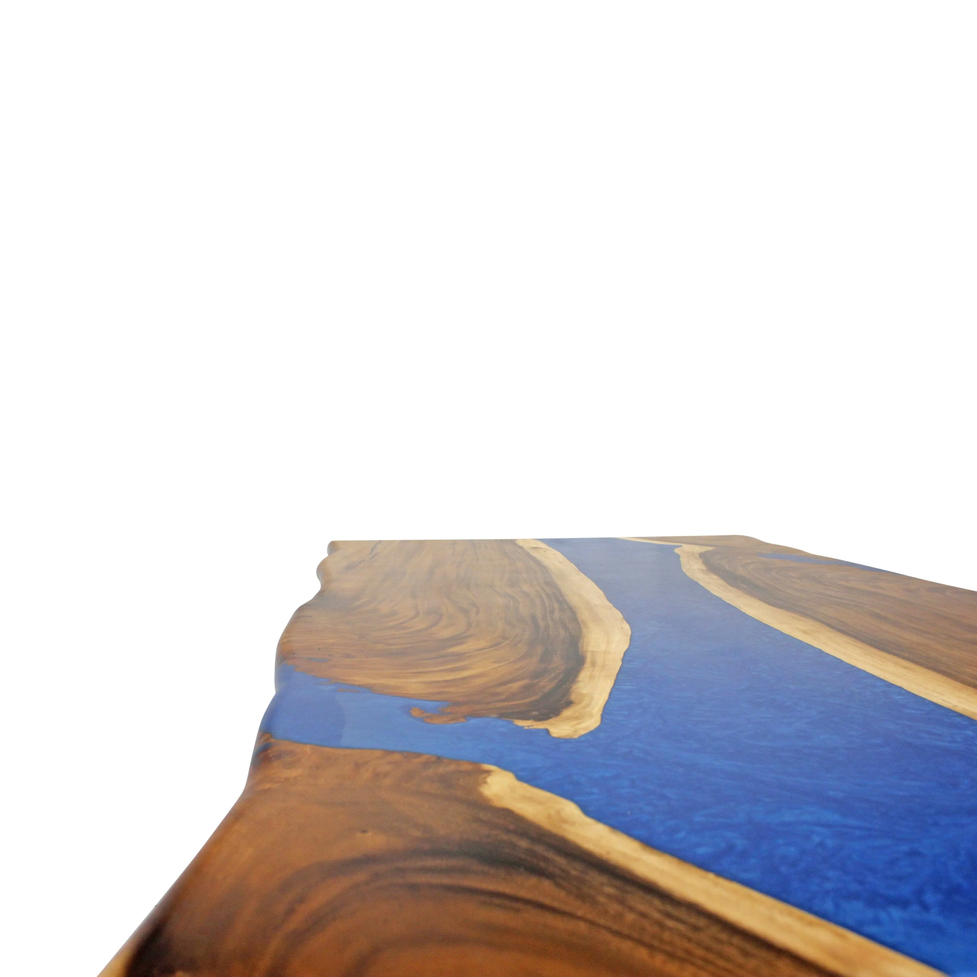 Walnut Live Edge Burl Dining Tabletop - Blue River Epoxy - 96 x 48 x 2"