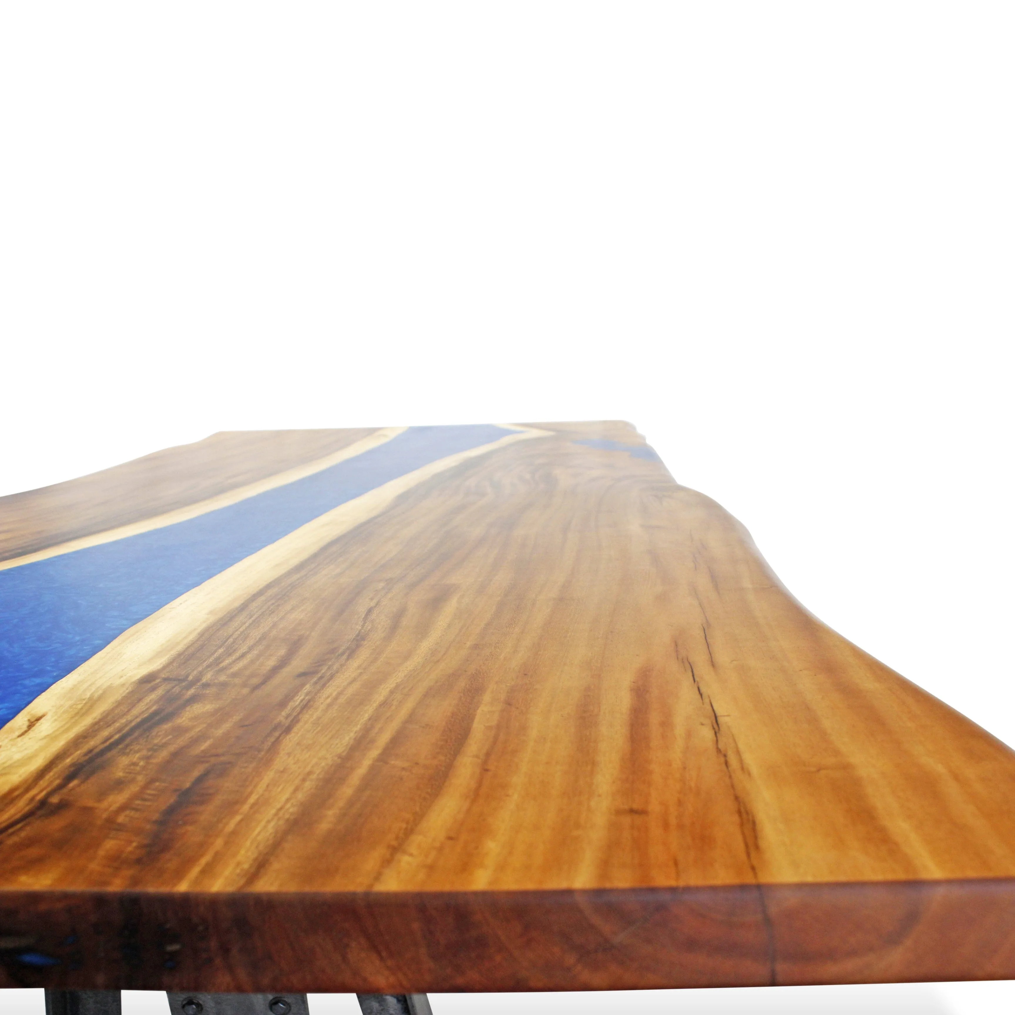 Walnut Live Edge Burl Dining Tabletop - Blue River Epoxy - 96 x 48 x 2"