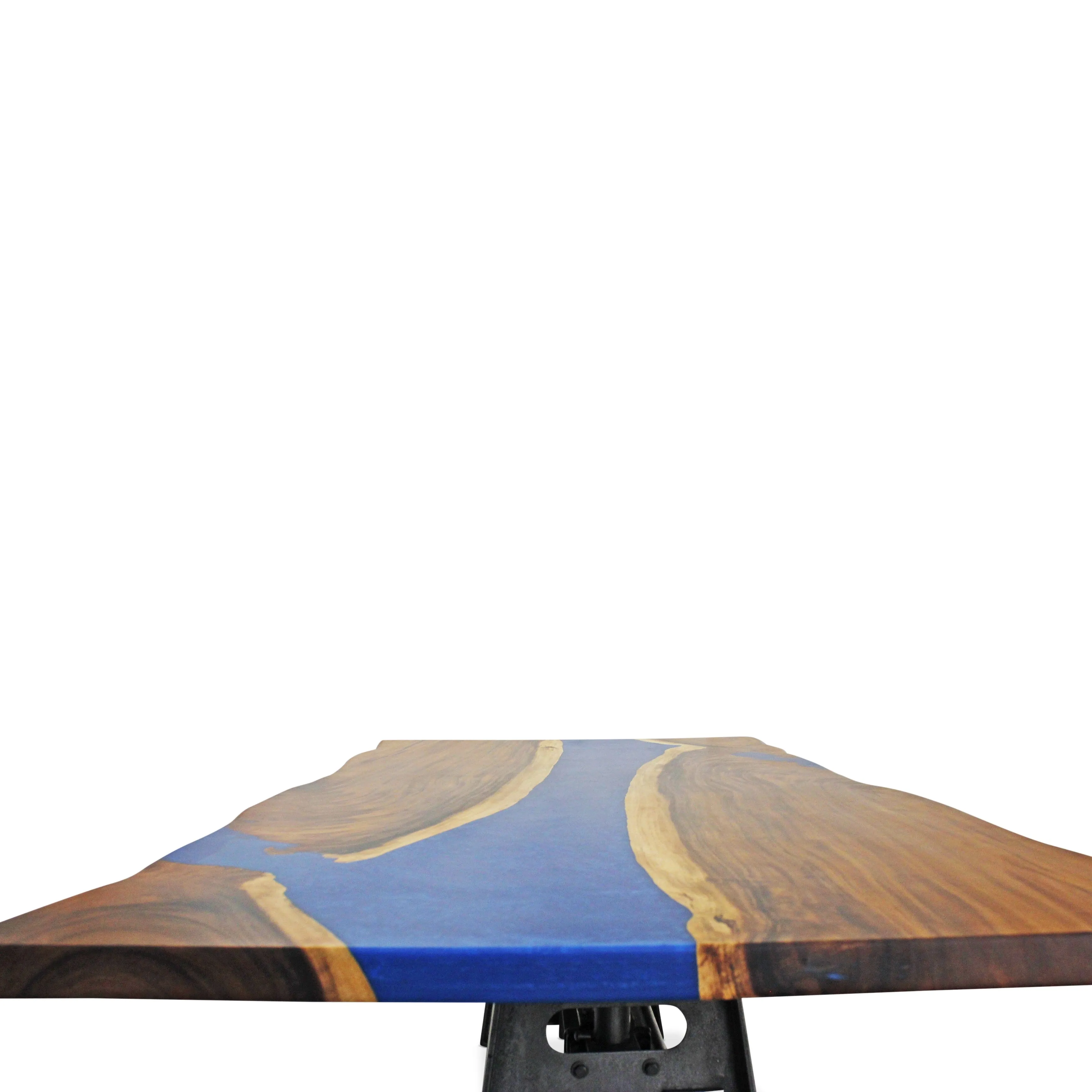 Walnut Live Edge Burl Dining Tabletop - Blue River Epoxy - 96 x 48 x 2"