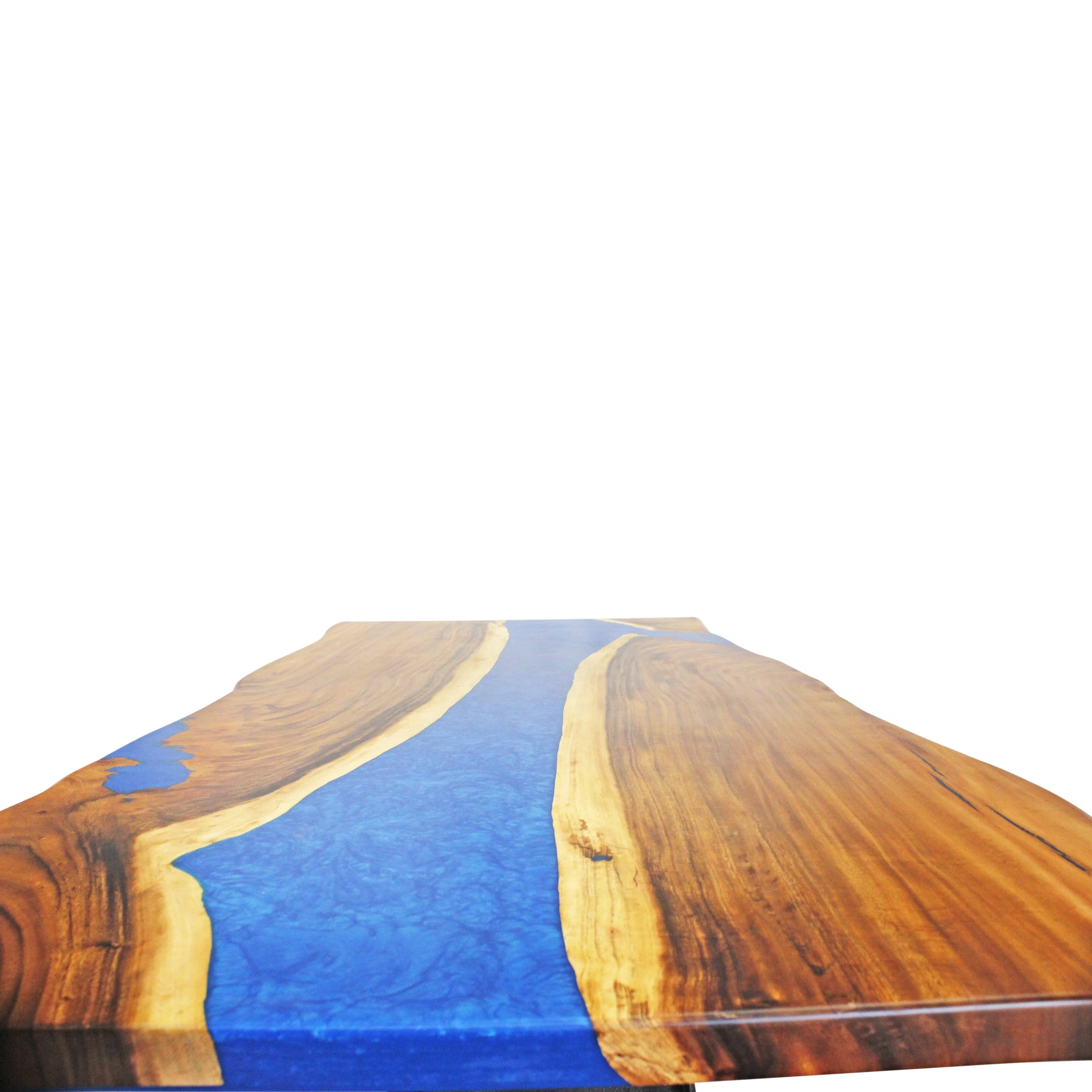 Walnut Live Edge Burl Dining Tabletop - Blue River Epoxy - 96 x 48 x 2"