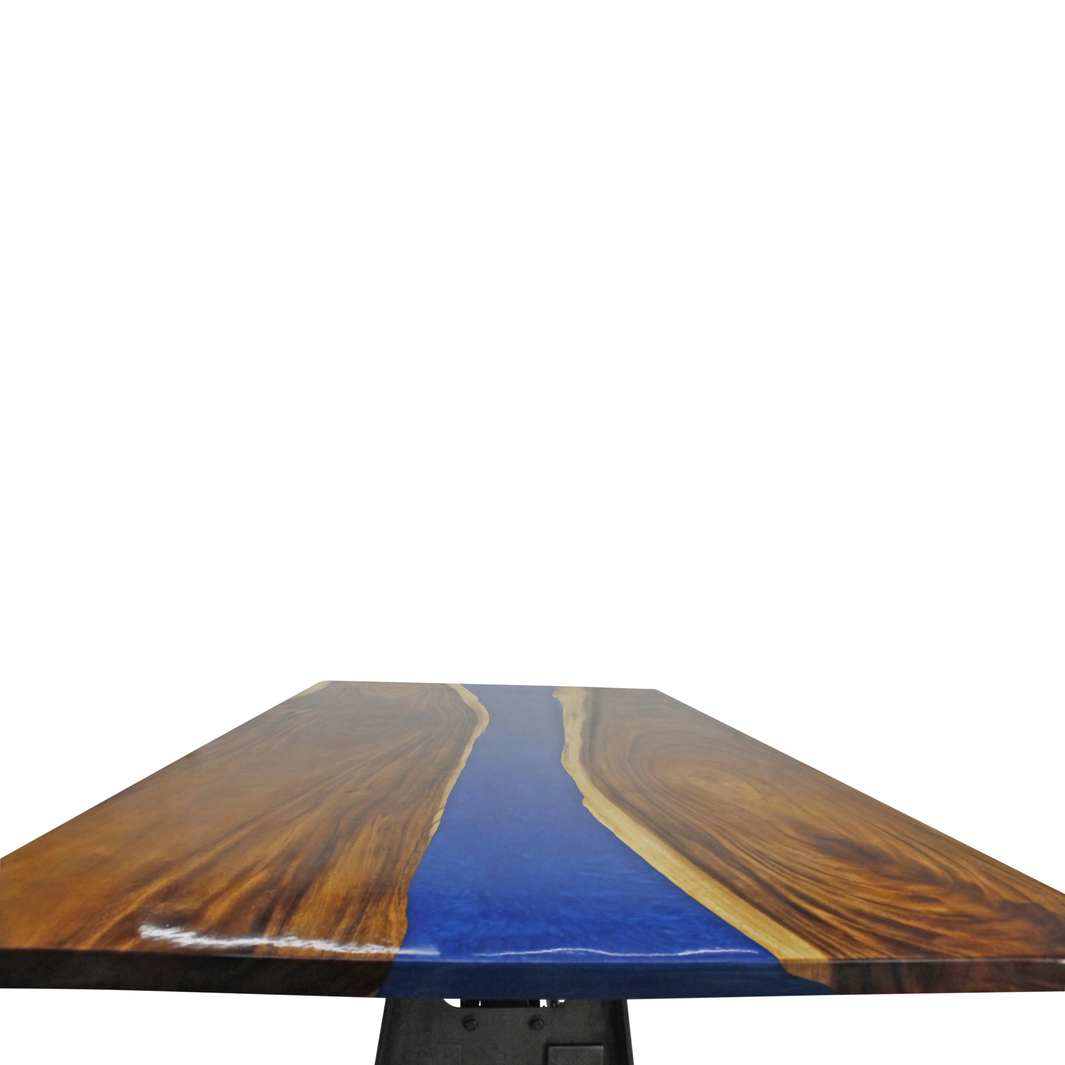 Walnut Live Edge Burl Dining Tabletop - Deep Blue River Epoxy - 96 x 48 x 2"