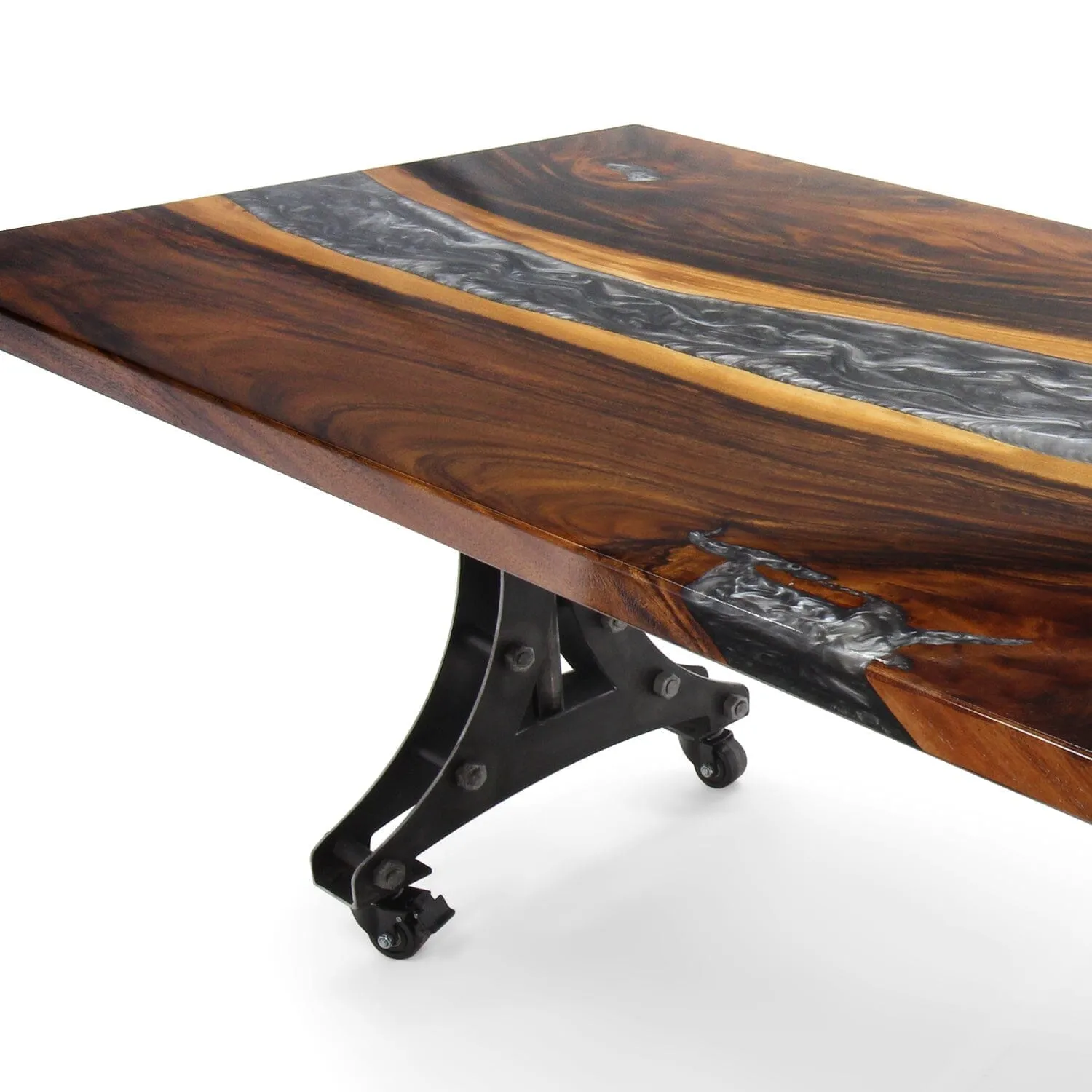 Walnut Live Edge Burl Dining Tabletop - Gray River Epoxy - 80 x 40 x 2"