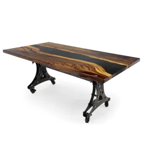 Walnut Live Edge Slab Dining Tabletop - Black River Epoxy - 80 x 40 x 2"