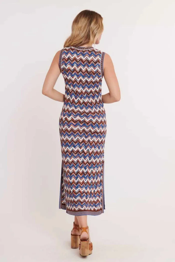 Warren zig zag Dress - Blue