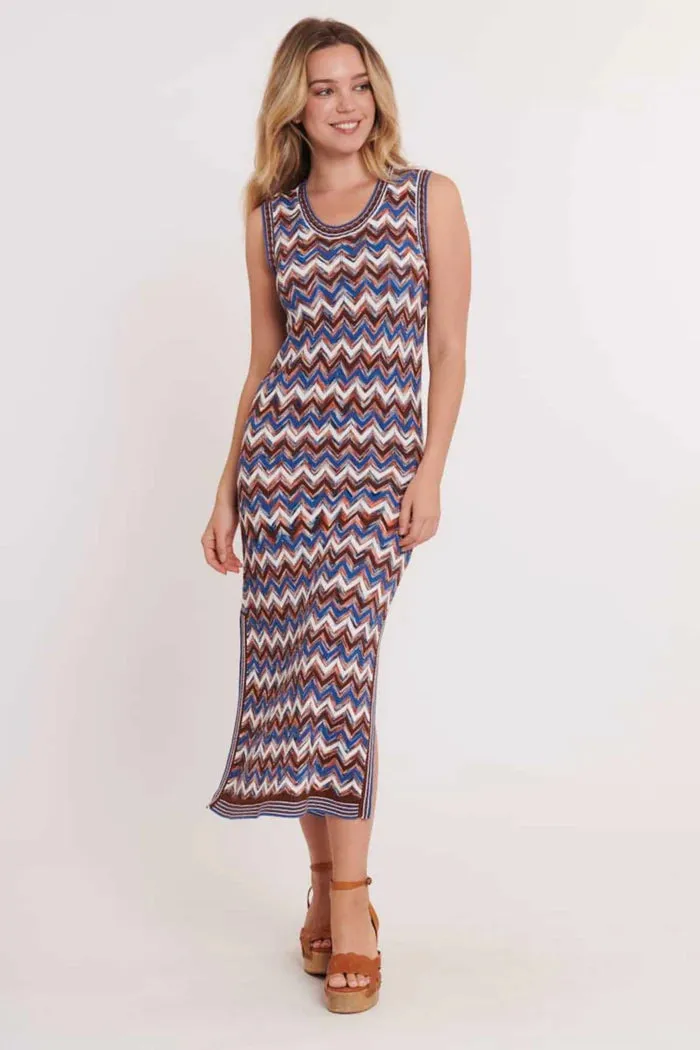 Warren zig zag Dress - Blue