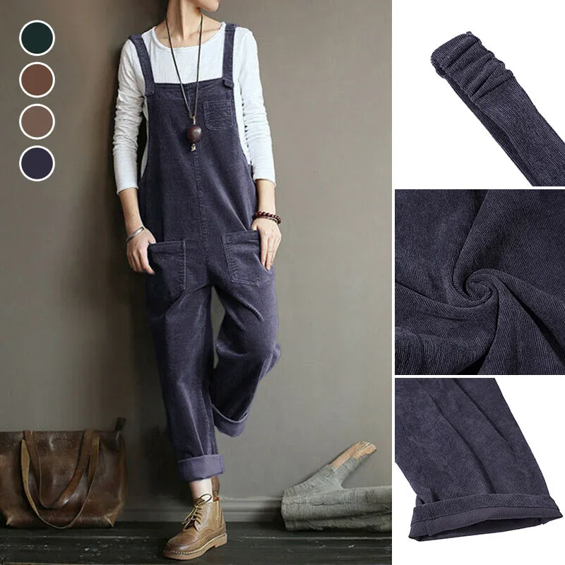 Wide Leg Corduroy Overalls