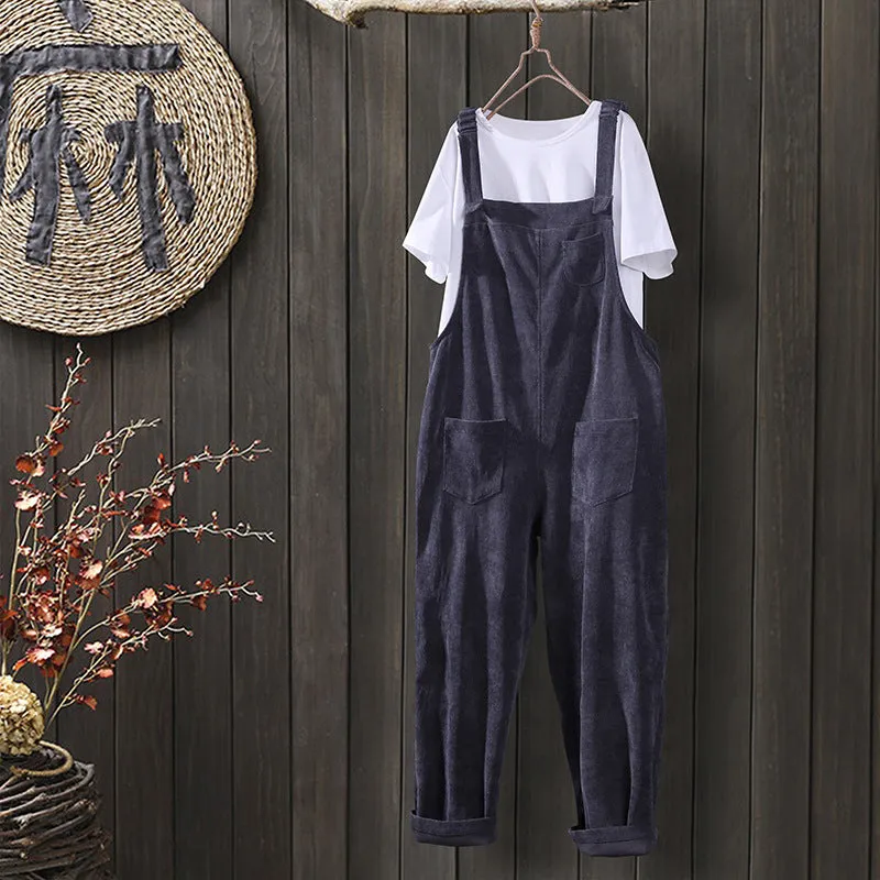 Wide Leg Corduroy Overalls