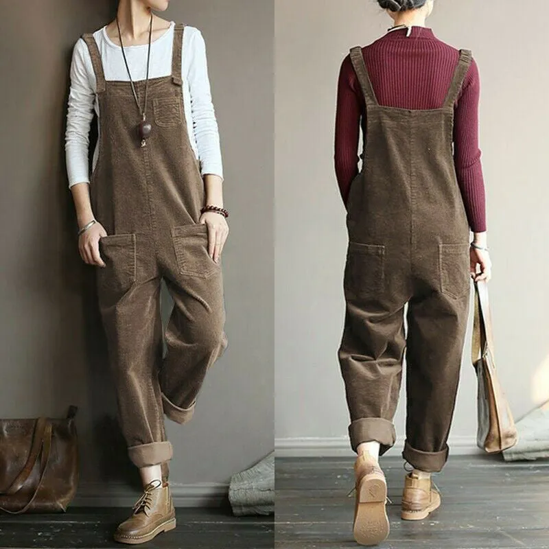 Wide Leg Corduroy Overalls